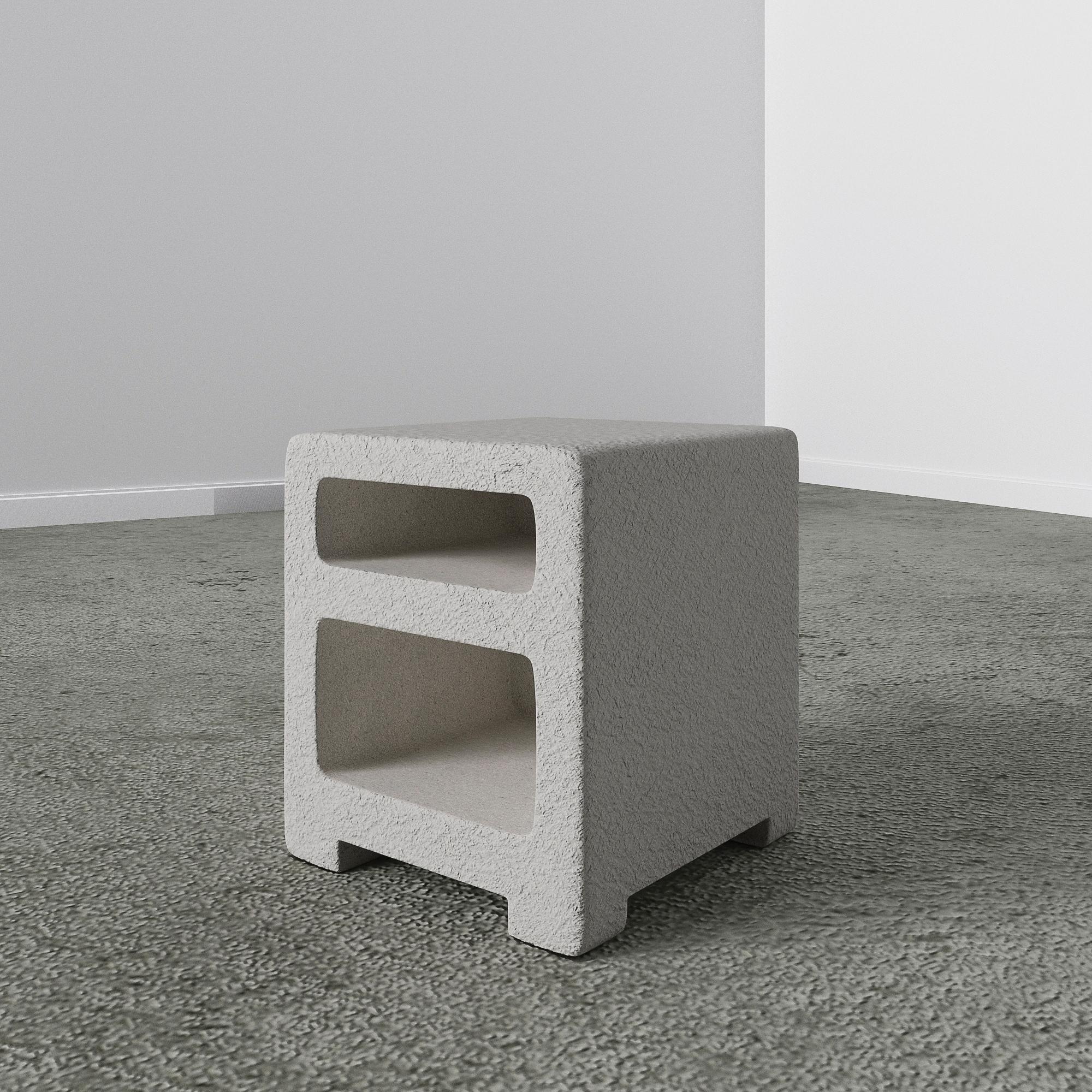 Contemporary Rocky Nightstand in Grey Cement Texture For Sale