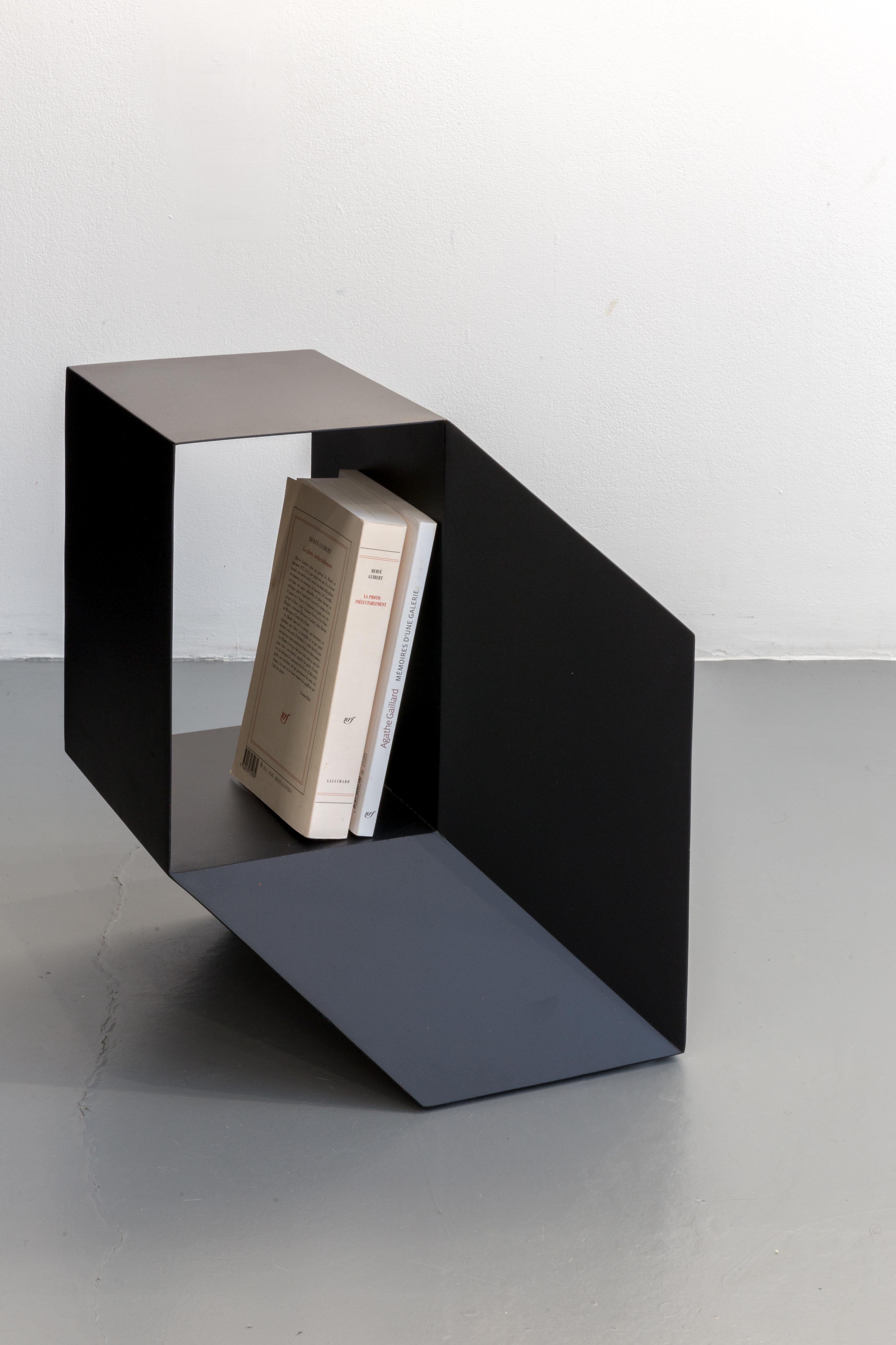 Contemporary Rocky Side Side Table Painted Metal - Black For Sale