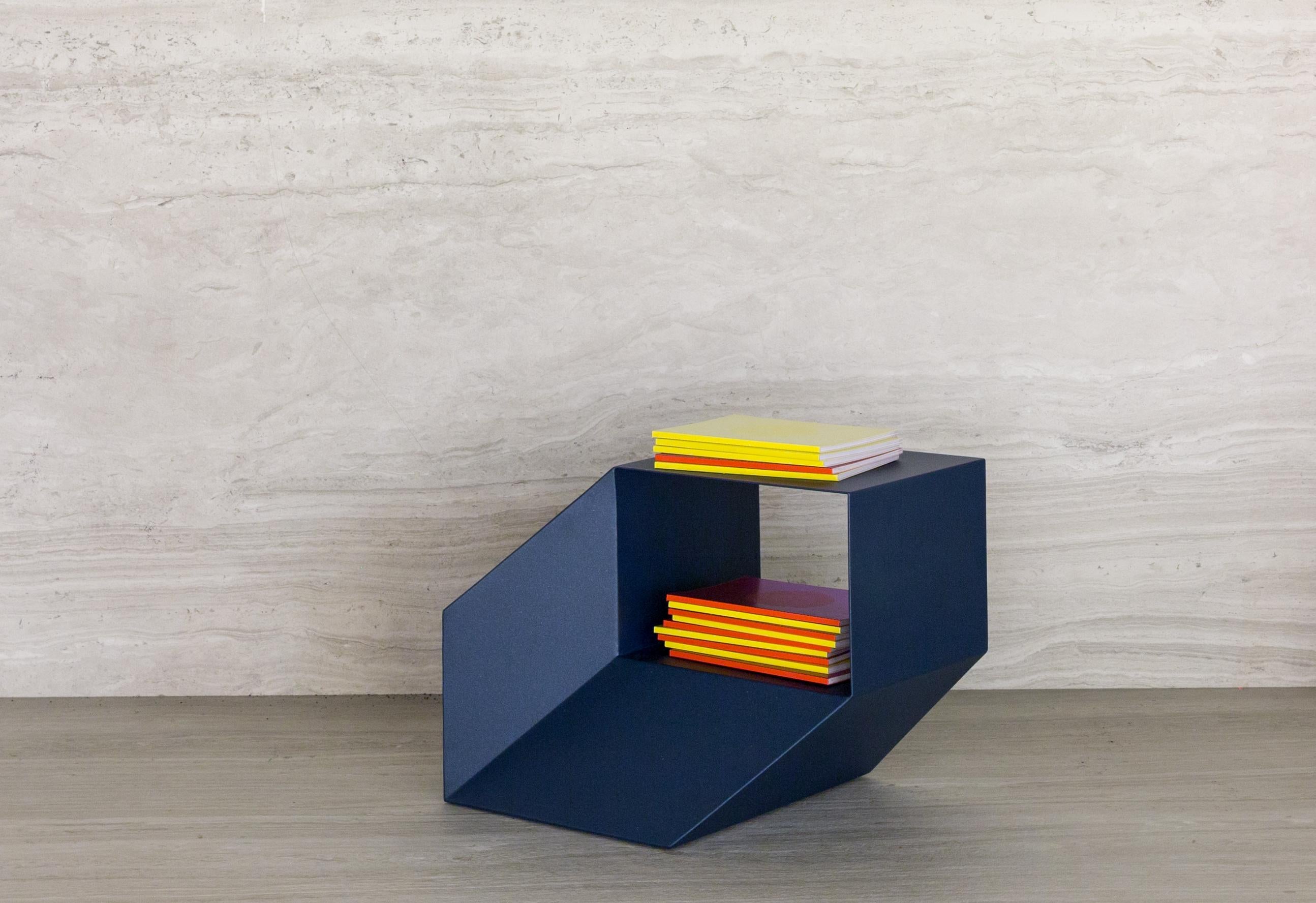 Rocky Side Side Table Painted Metal - Blue For Sale 7