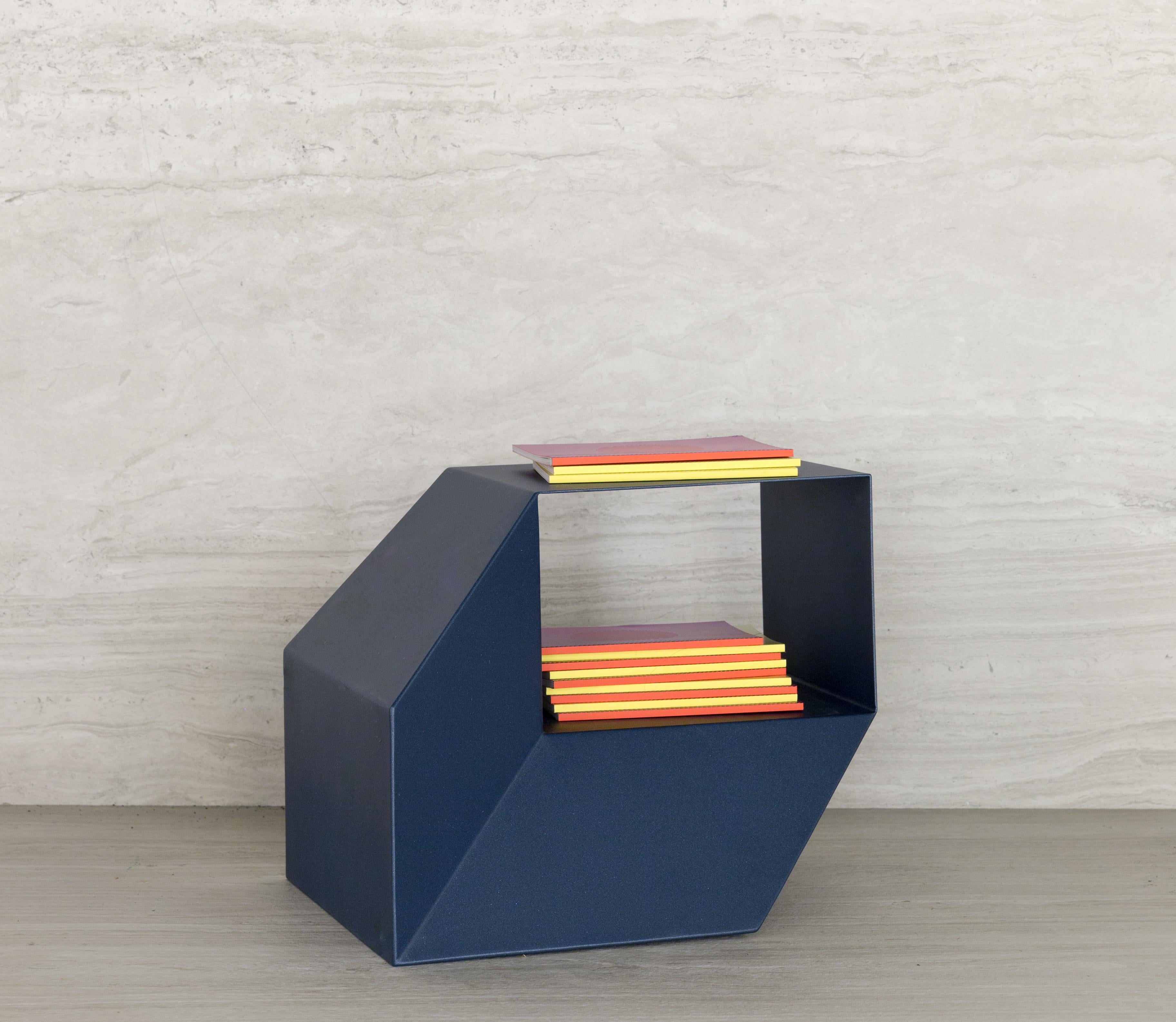 Rocky Side Side Table Painted Metal - Blue For Sale 8