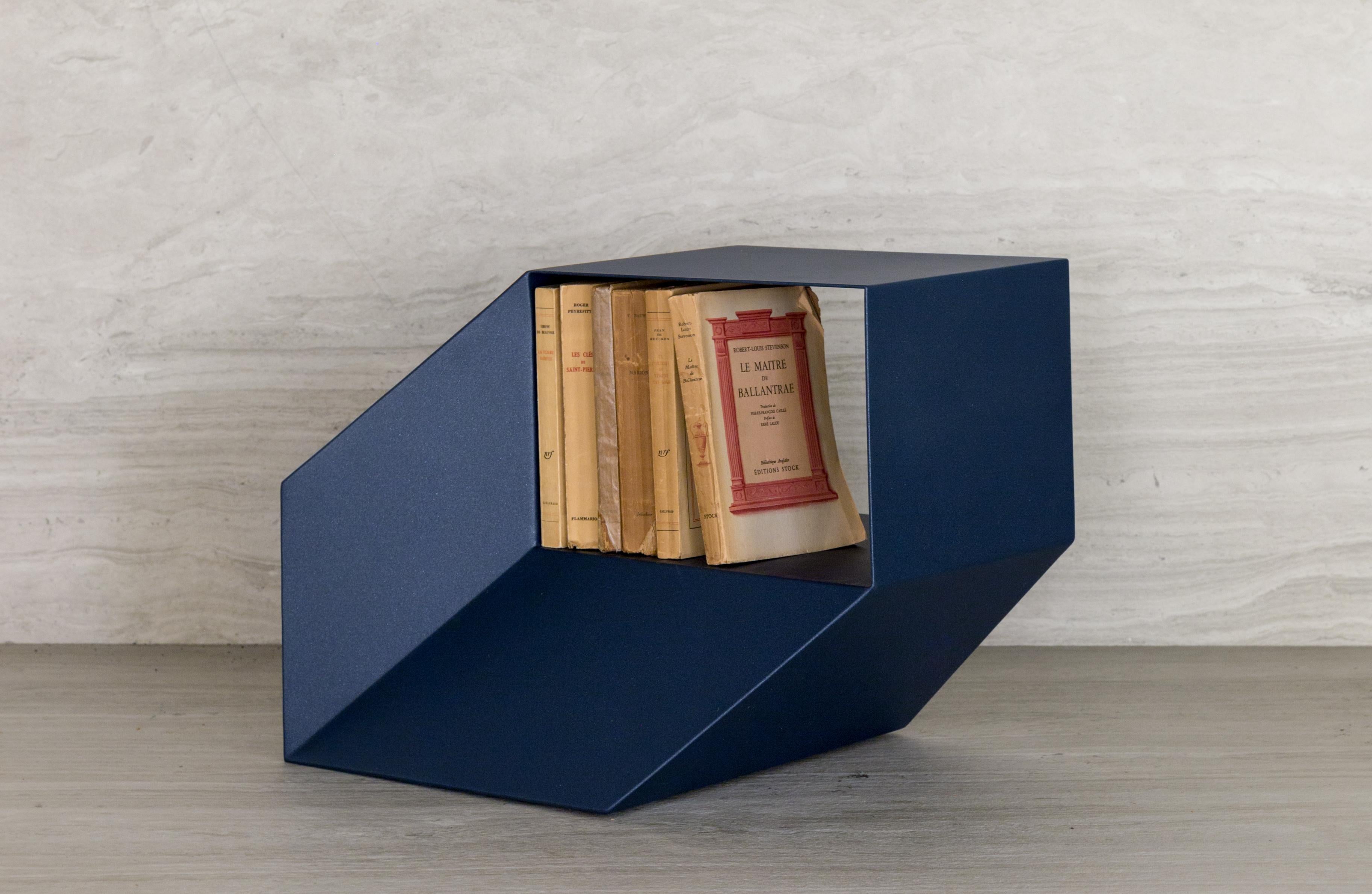 Rocky Side Side Table Painted Metal - Blue For Sale 9