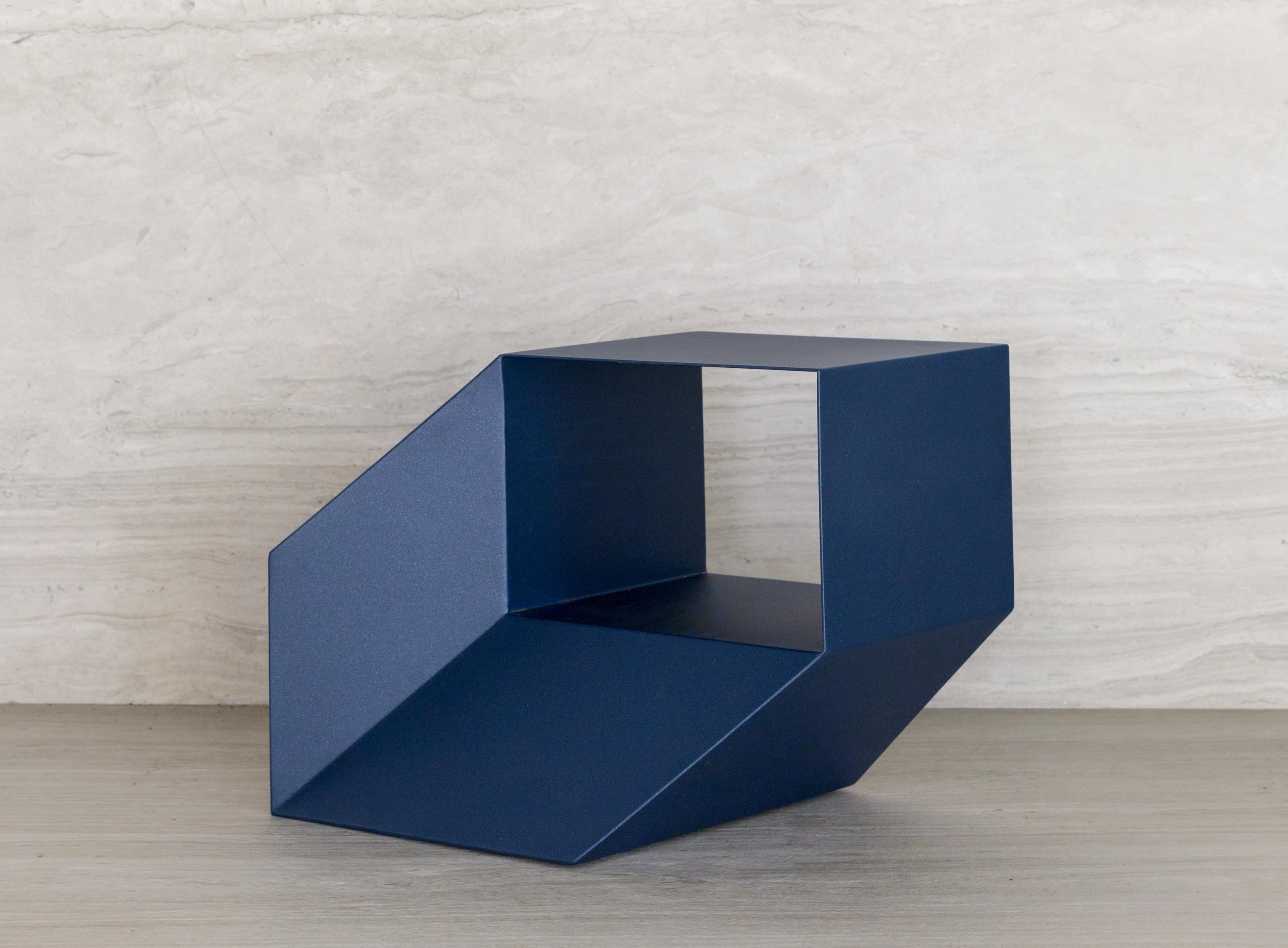 Rocky Side Side Table Painted Metal - Blue For Sale 10