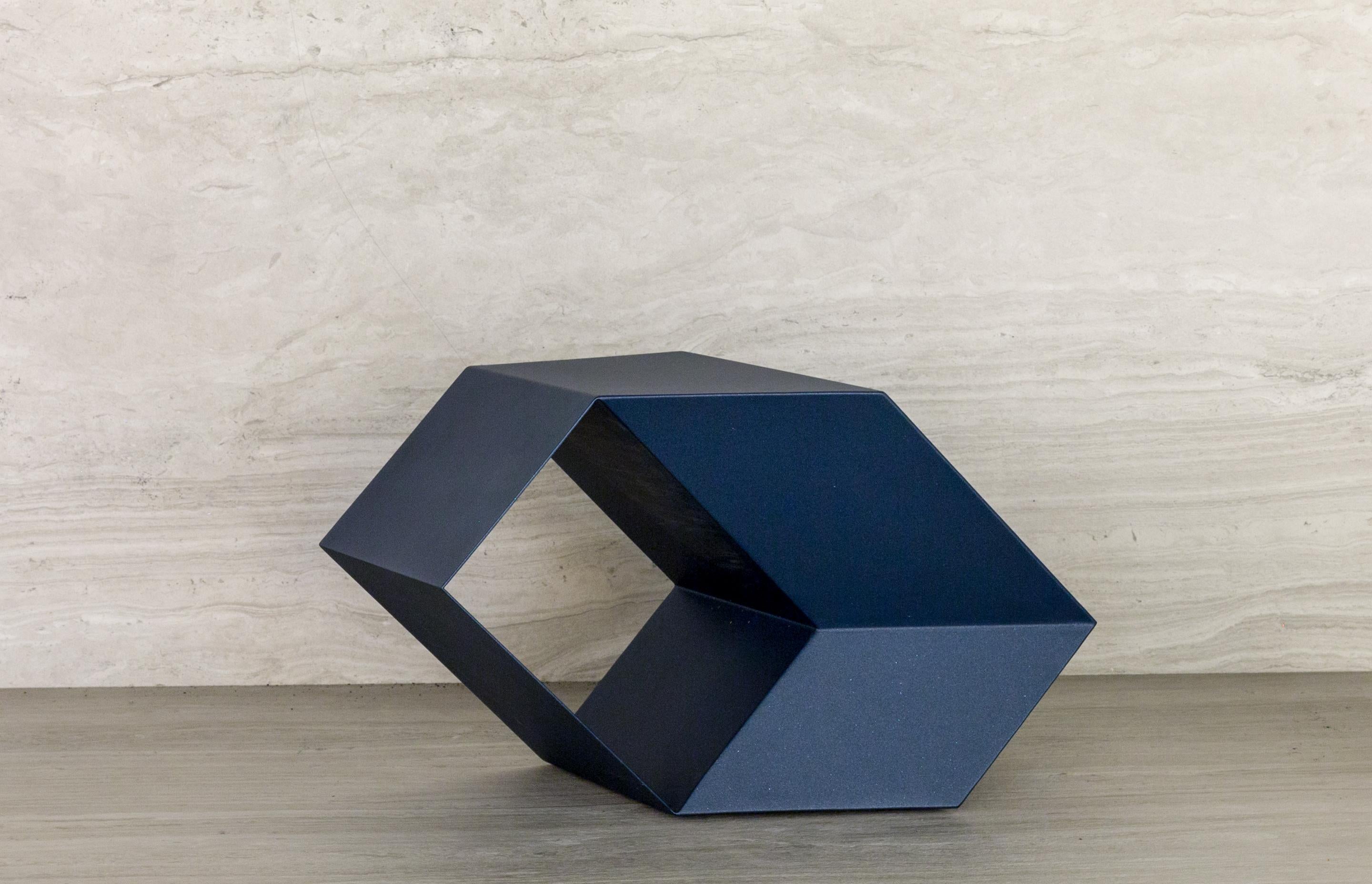 Rocky Side Side Table Painted Metal - Blue For Sale 11