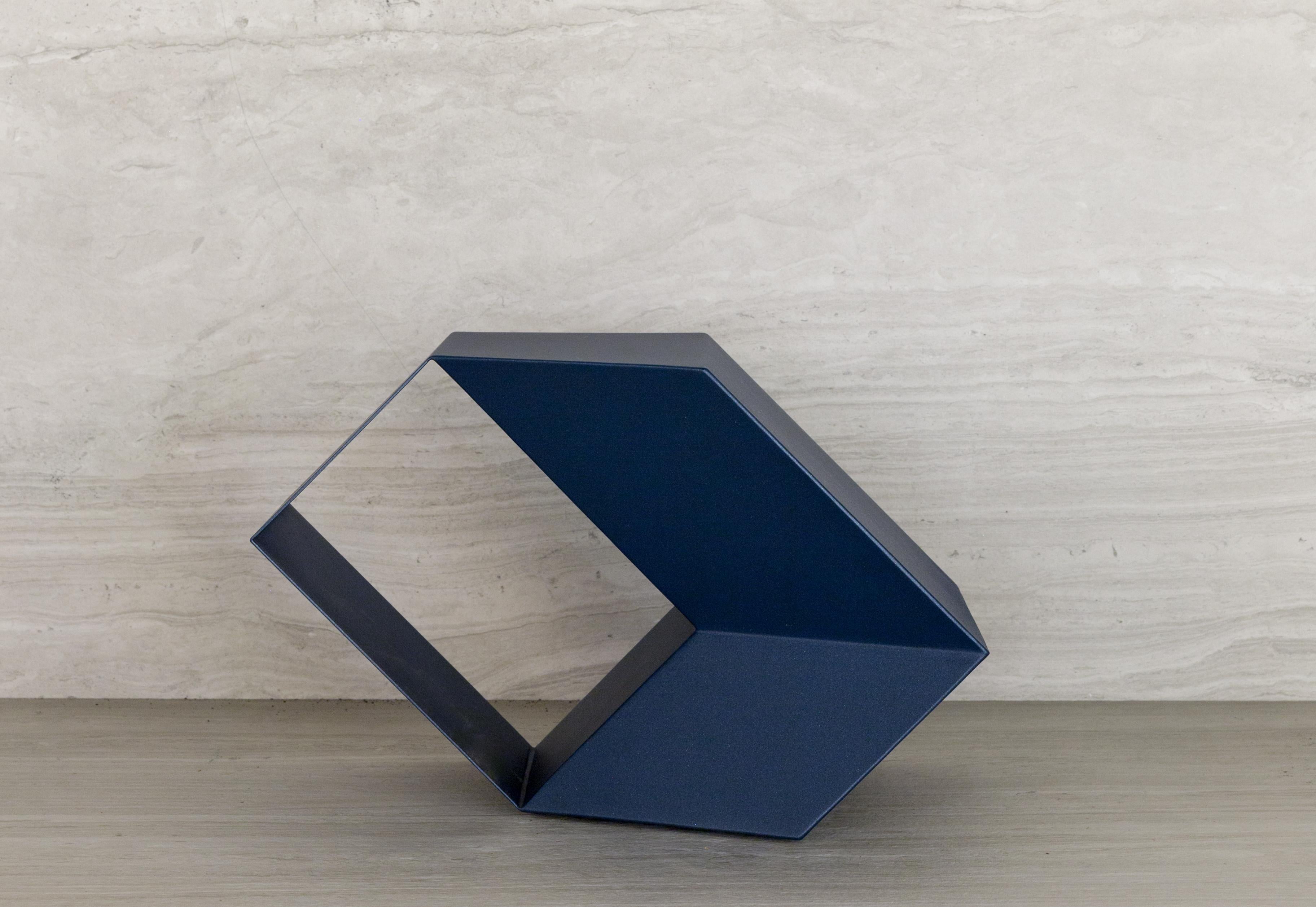 Rocky Side Side Table Painted Metal - Blue For Sale 12