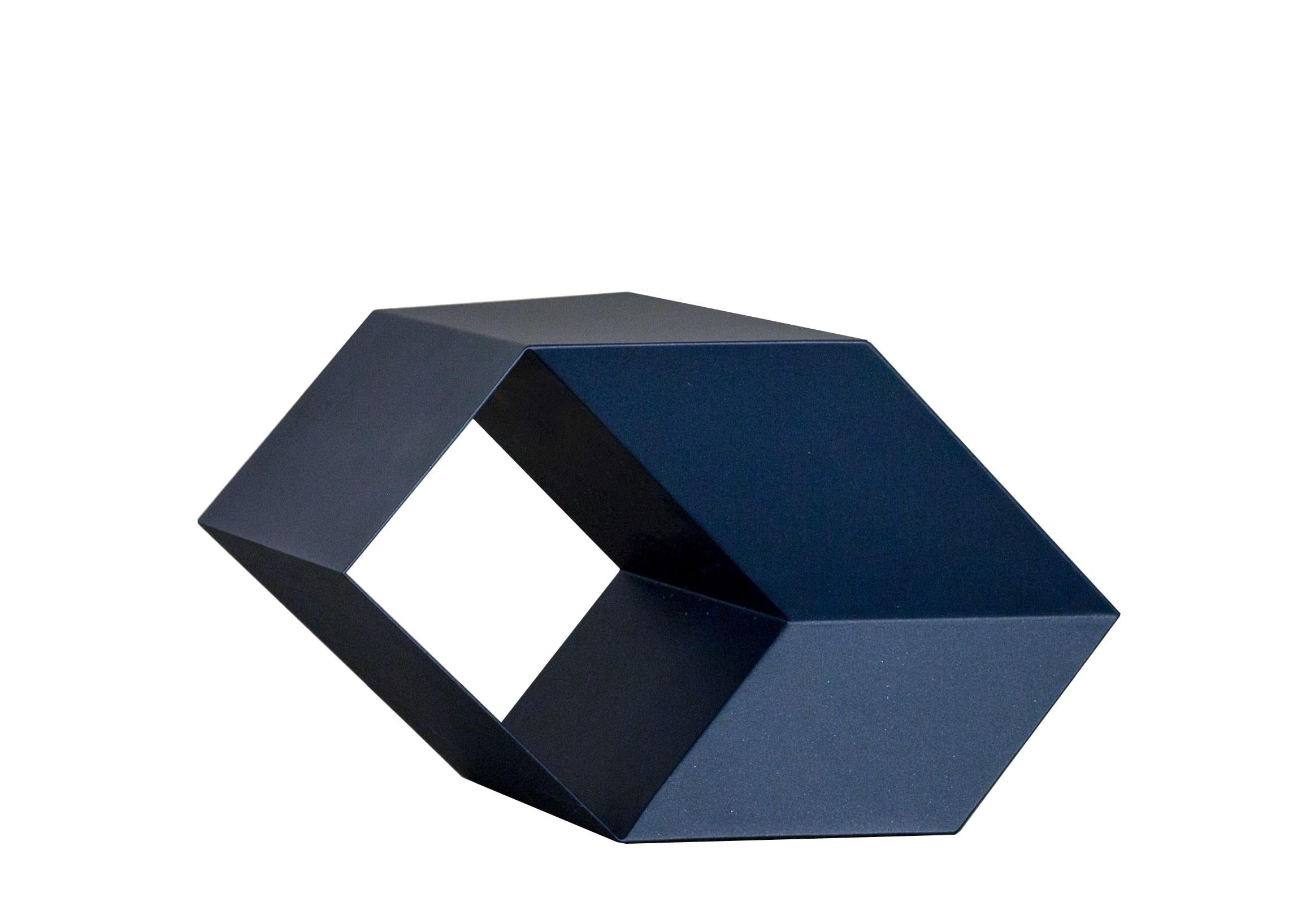 French Rocky Side Side Table Painted Metal - Blue For Sale