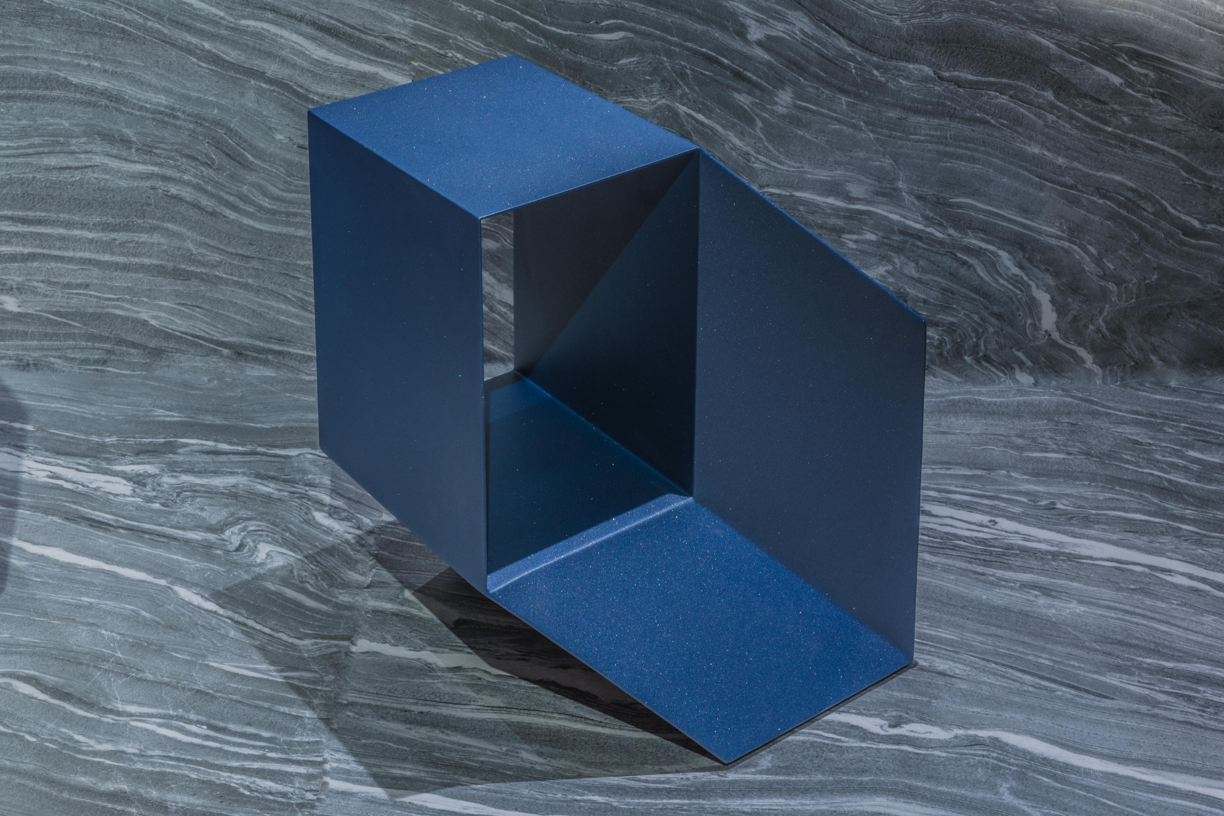 Rocky Side Side Table Painted Metal - Blue In New Condition For Sale In Beverly Hills, CA