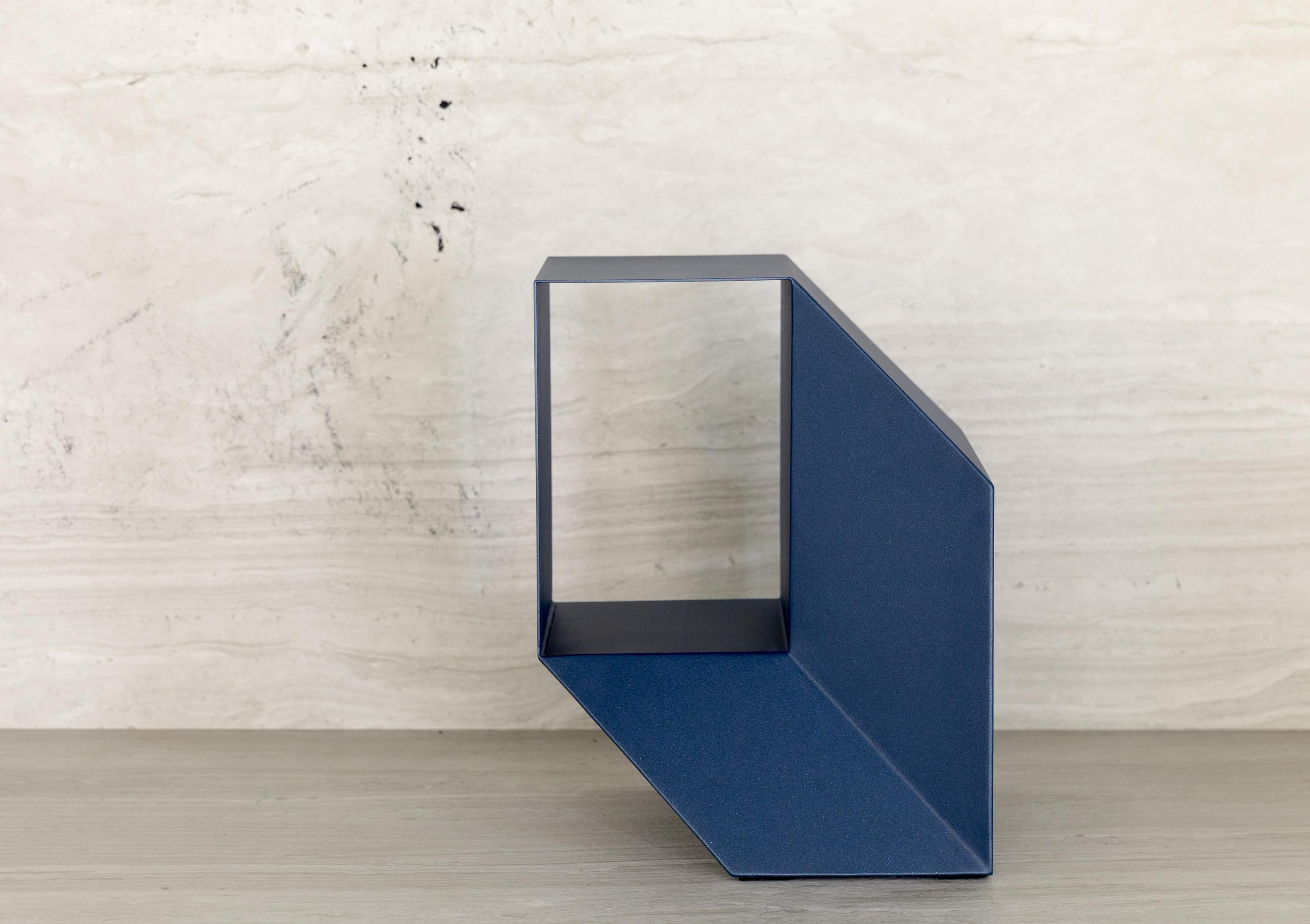 Contemporary Rocky Side Side Table Painted Metal - Blue For Sale