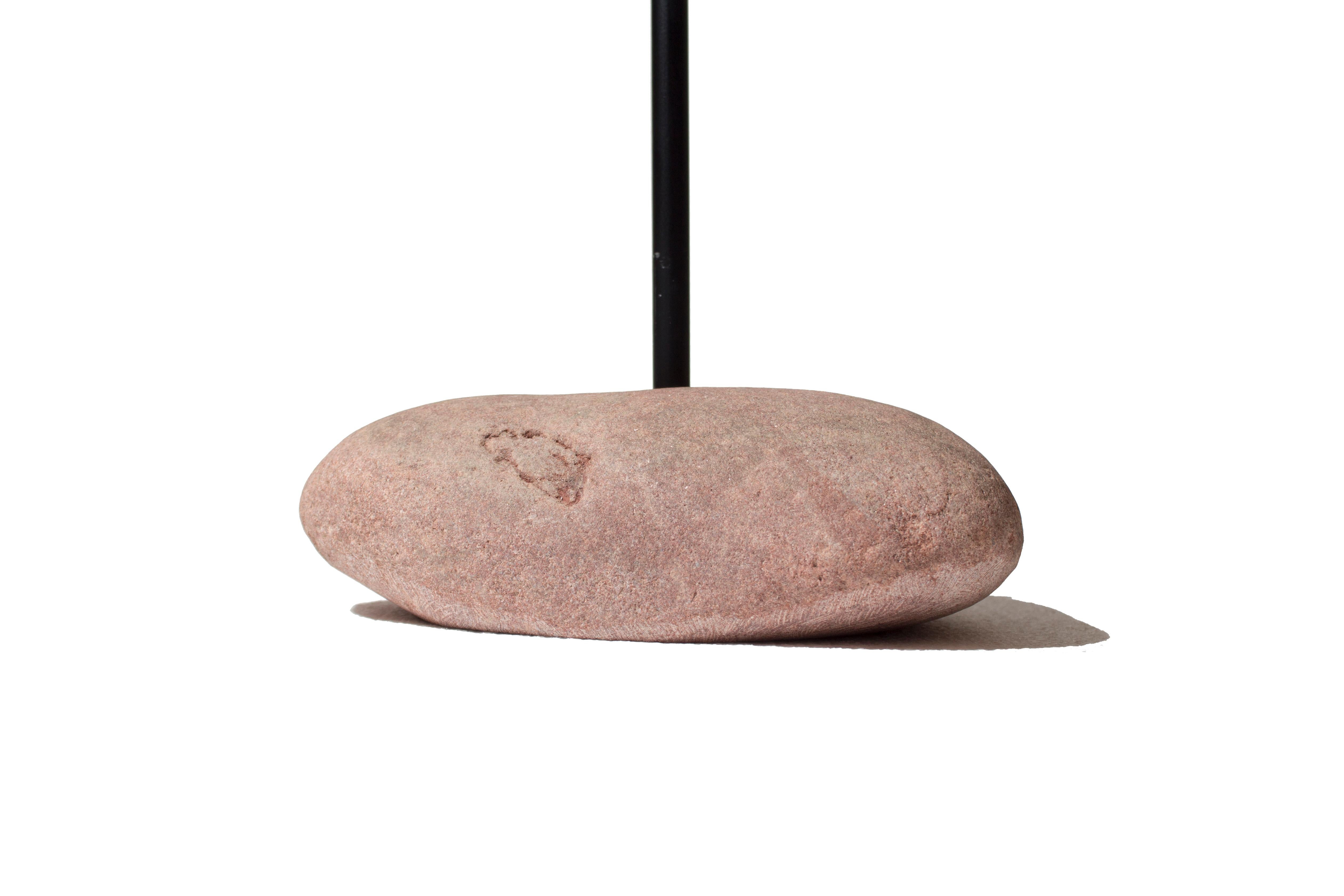 Minimalist Rocky Tabloa Side Table, Indoor/Outdoor Flat River Stone For Sale