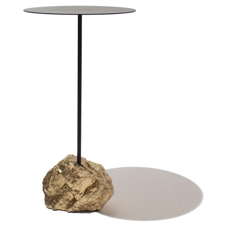 Rocky Tabloa Side Table, Indoor Fool's Gold Stone at 1stDibs