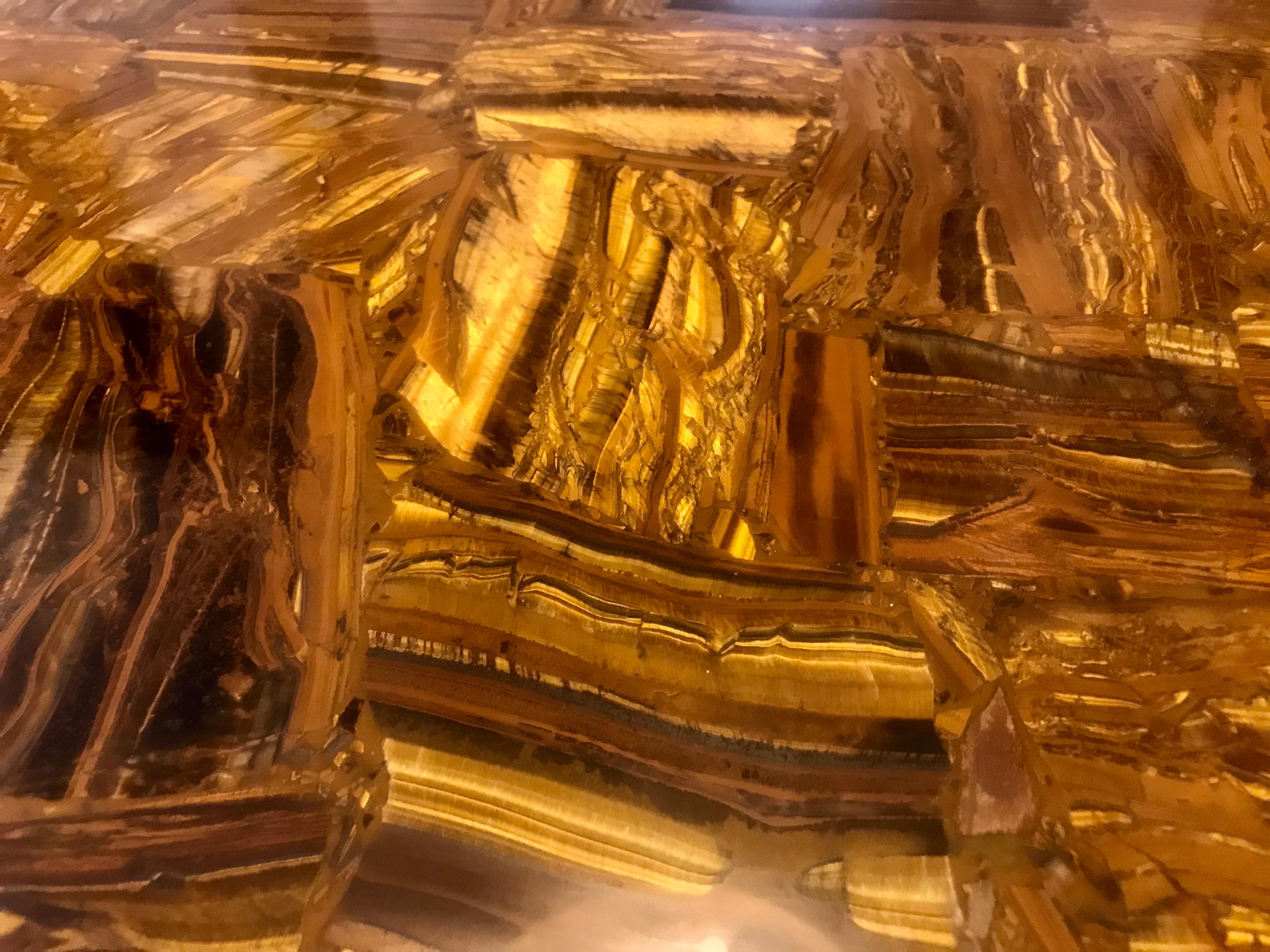 Spanish 'Rocky Tiger' Centre or Coffee Table in Macassar Ebony and Tiger Eye For Sale