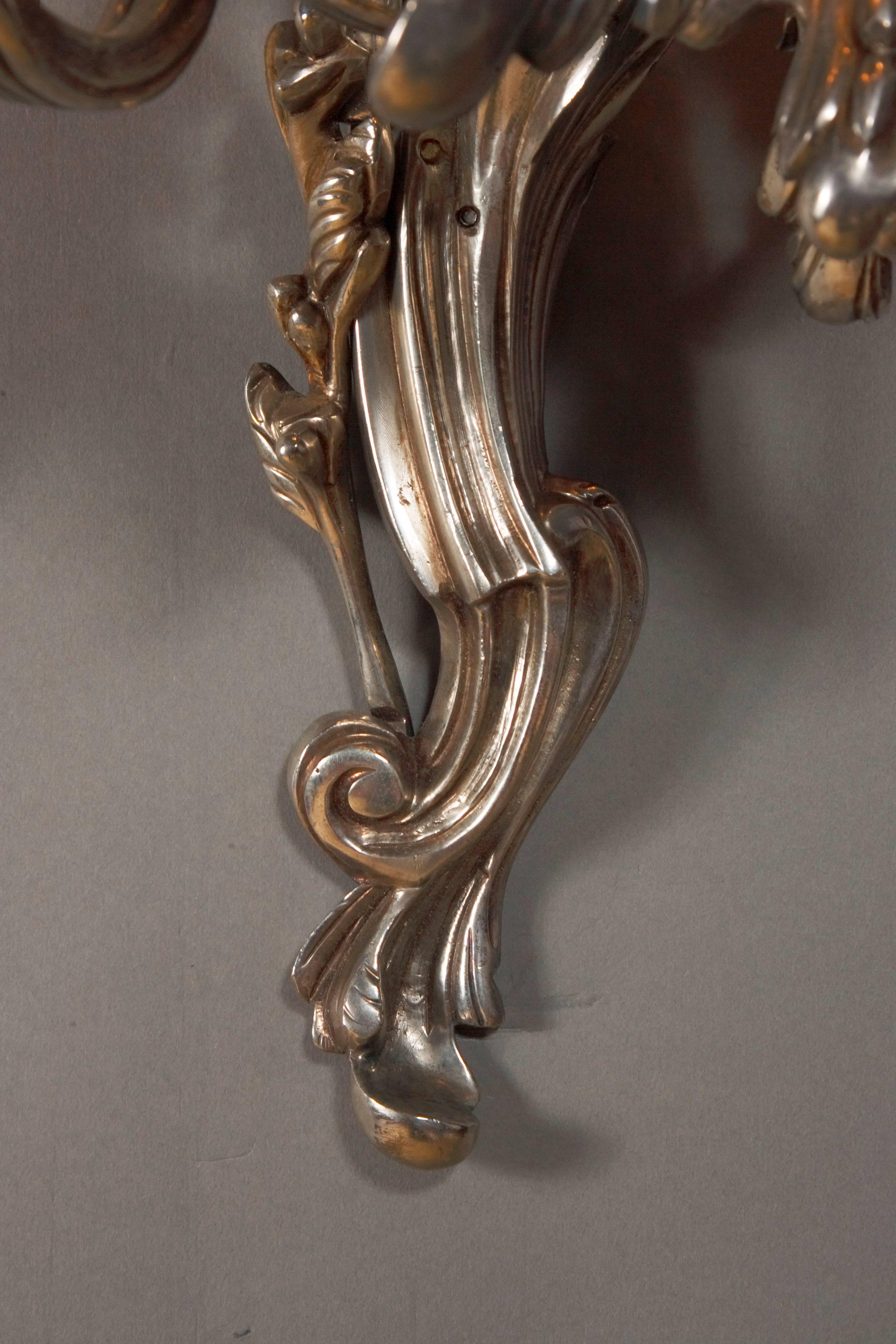Rococo Applique Silvered Bronze In Good Condition In Berlin, DE