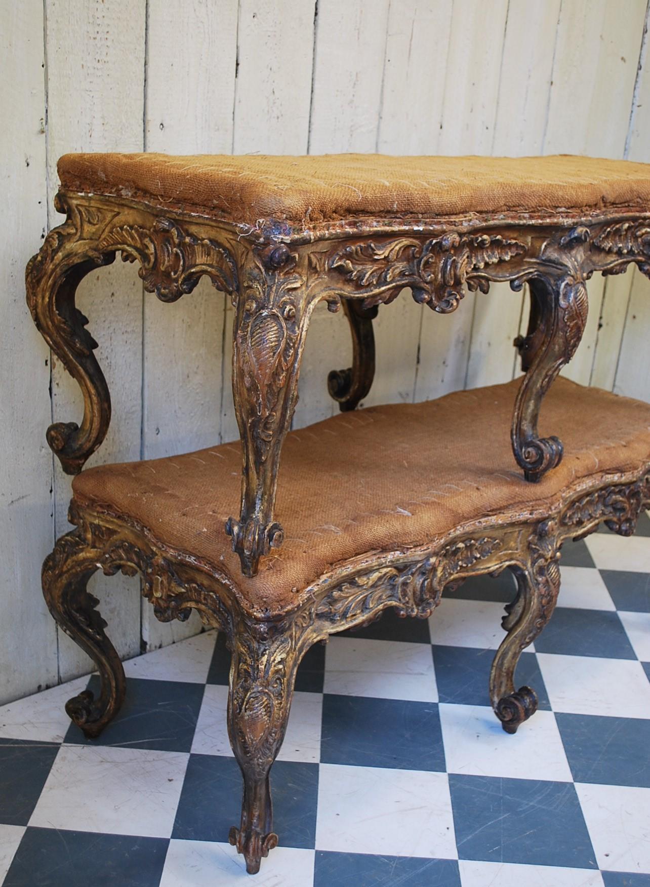 19th Century Rococco Giltwood Stools / Window Seats /Hall Seats For Sale