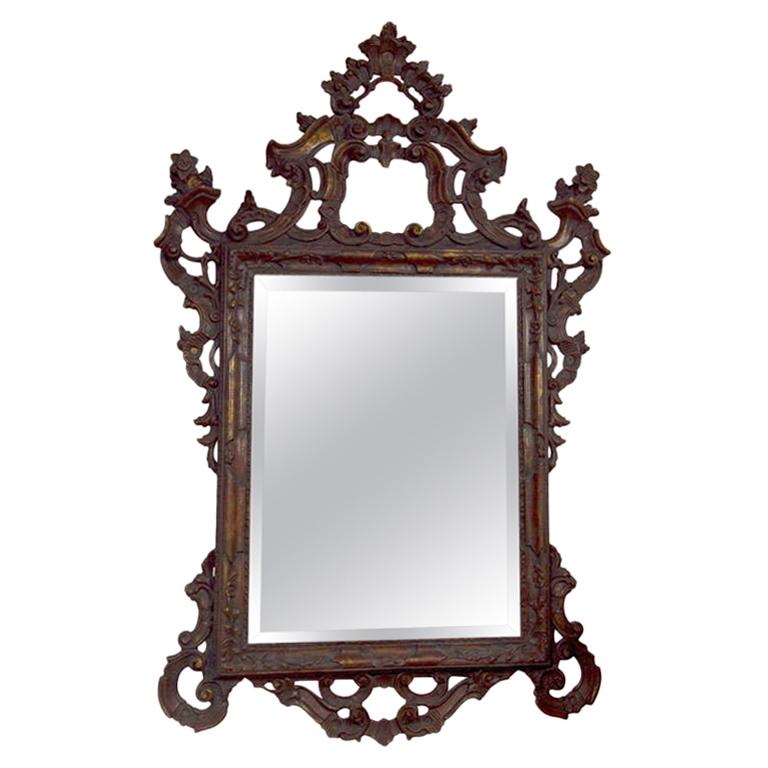 Rococco Style Gilt  Carved Wood Mirror For Sale