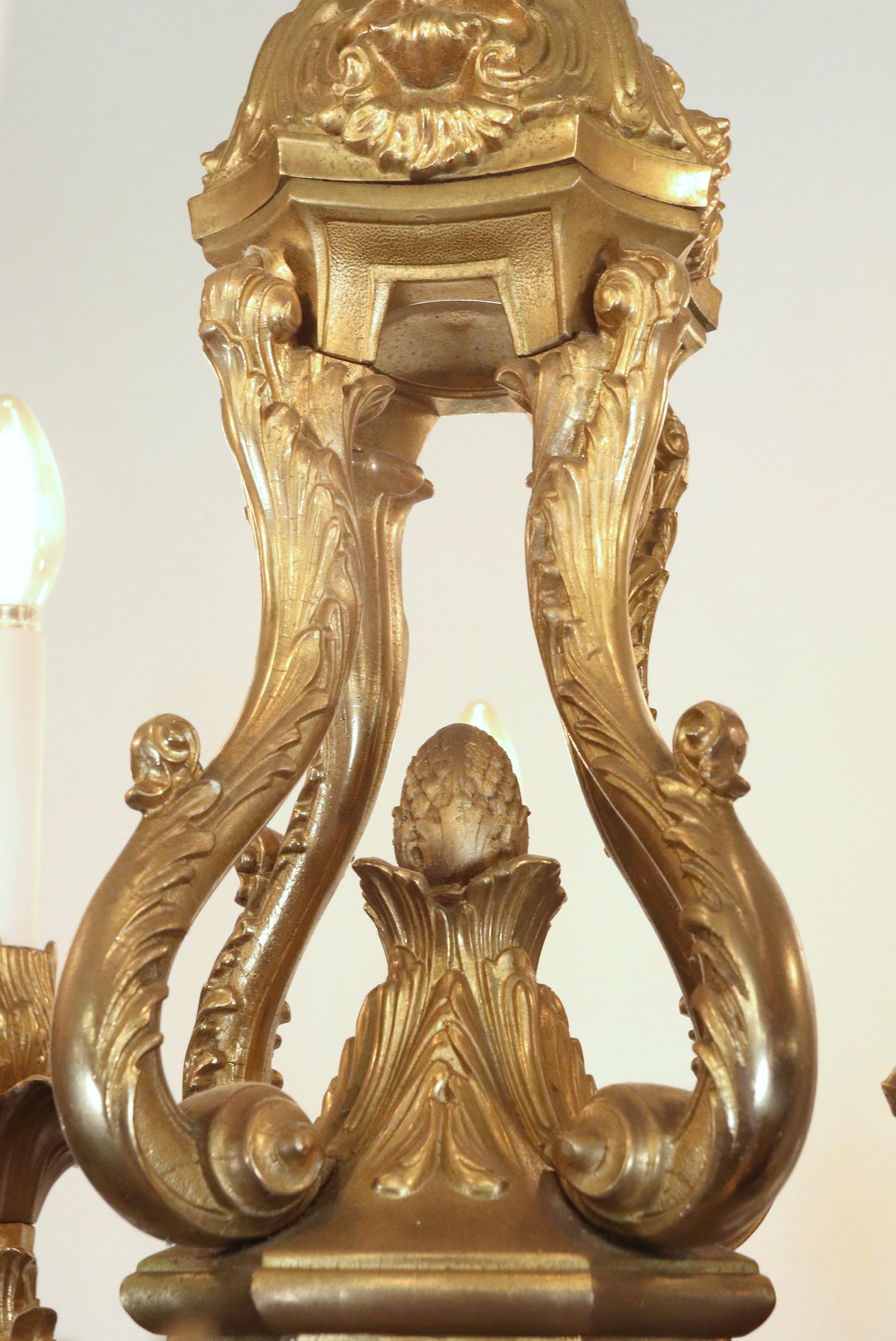 Rococo 12 Arm Bronze Chandelier For Sale 7