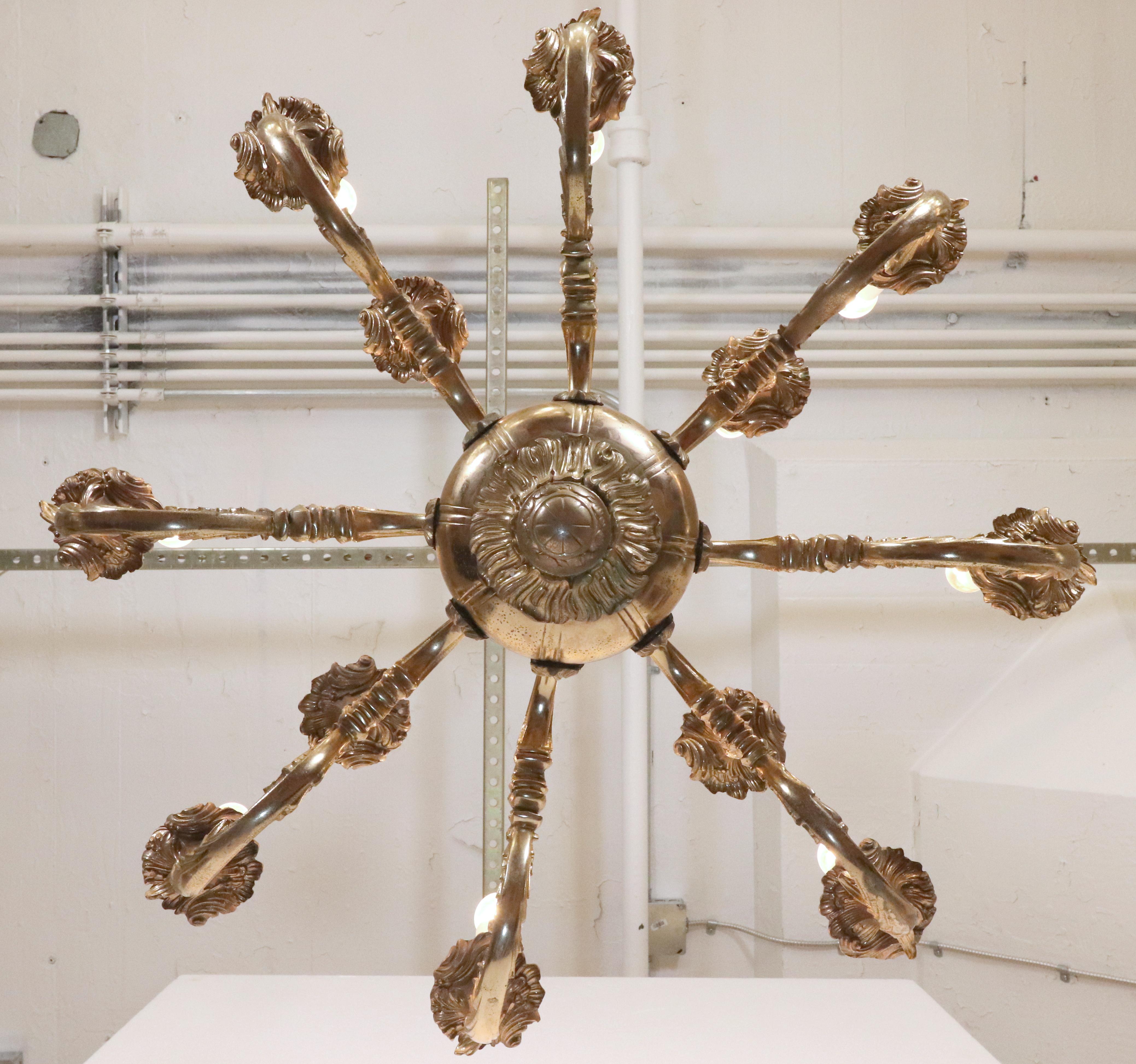 Rococo 12 Arm Bronze Chandelier For Sale 12