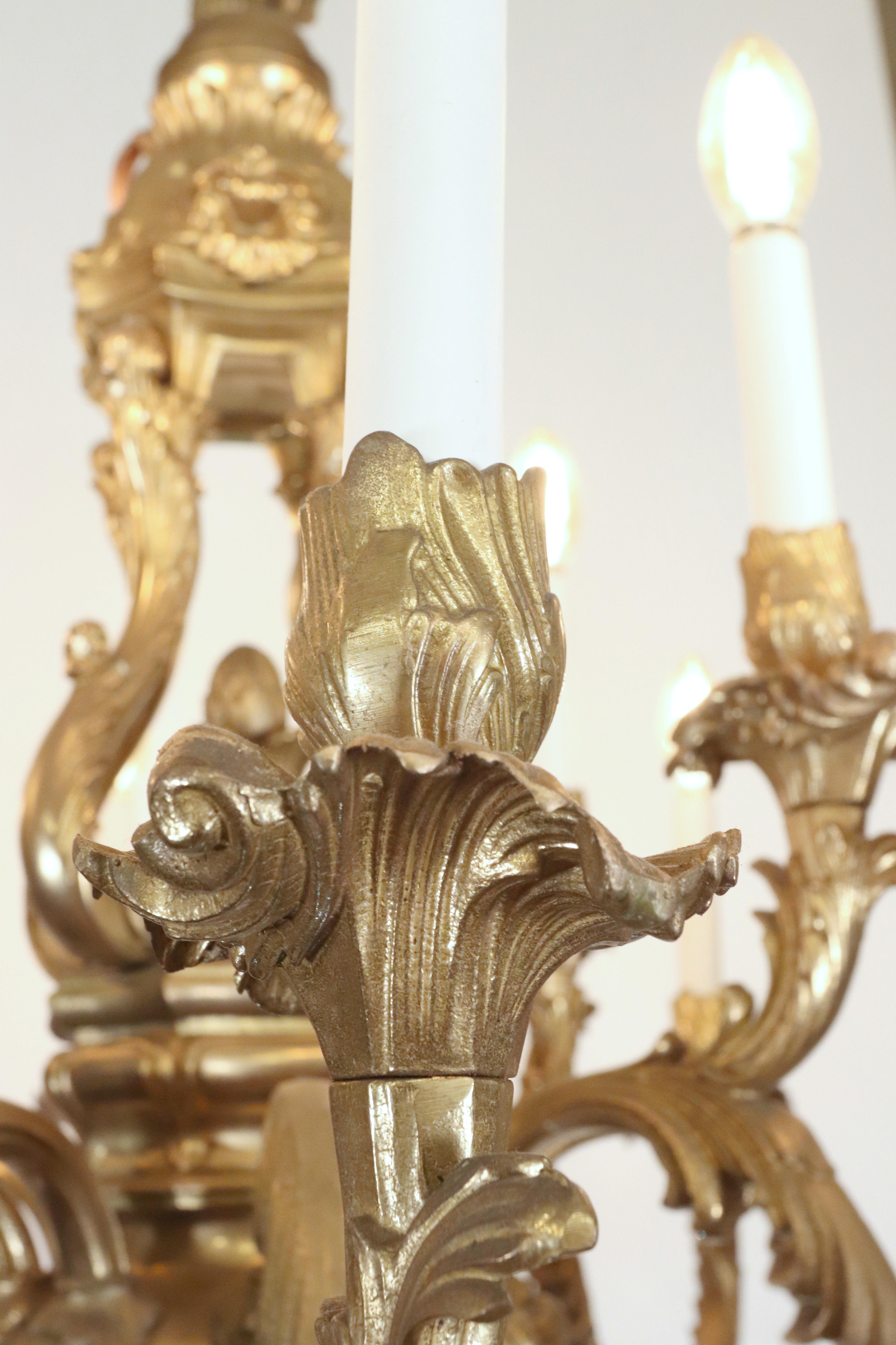 Rococo 12 Arm Bronze Chandelier For Sale 5