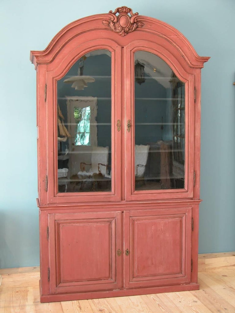 Rococo Swedish 18th Century Cabinet With Glass Doors Circa 1760