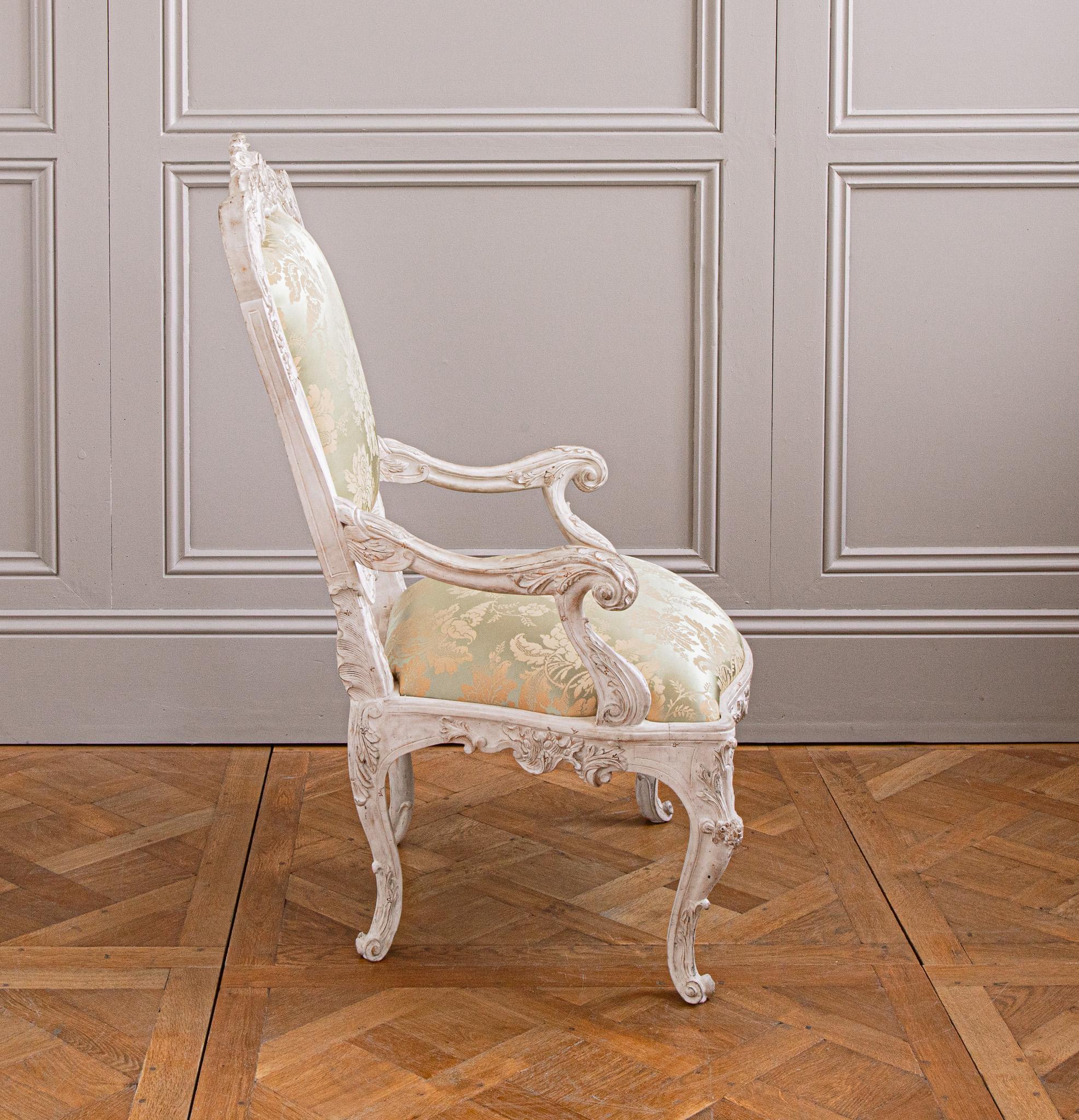 Hand-Carved Rococo 18th Century Style Venetian Armchair made by La Maison London For Sale