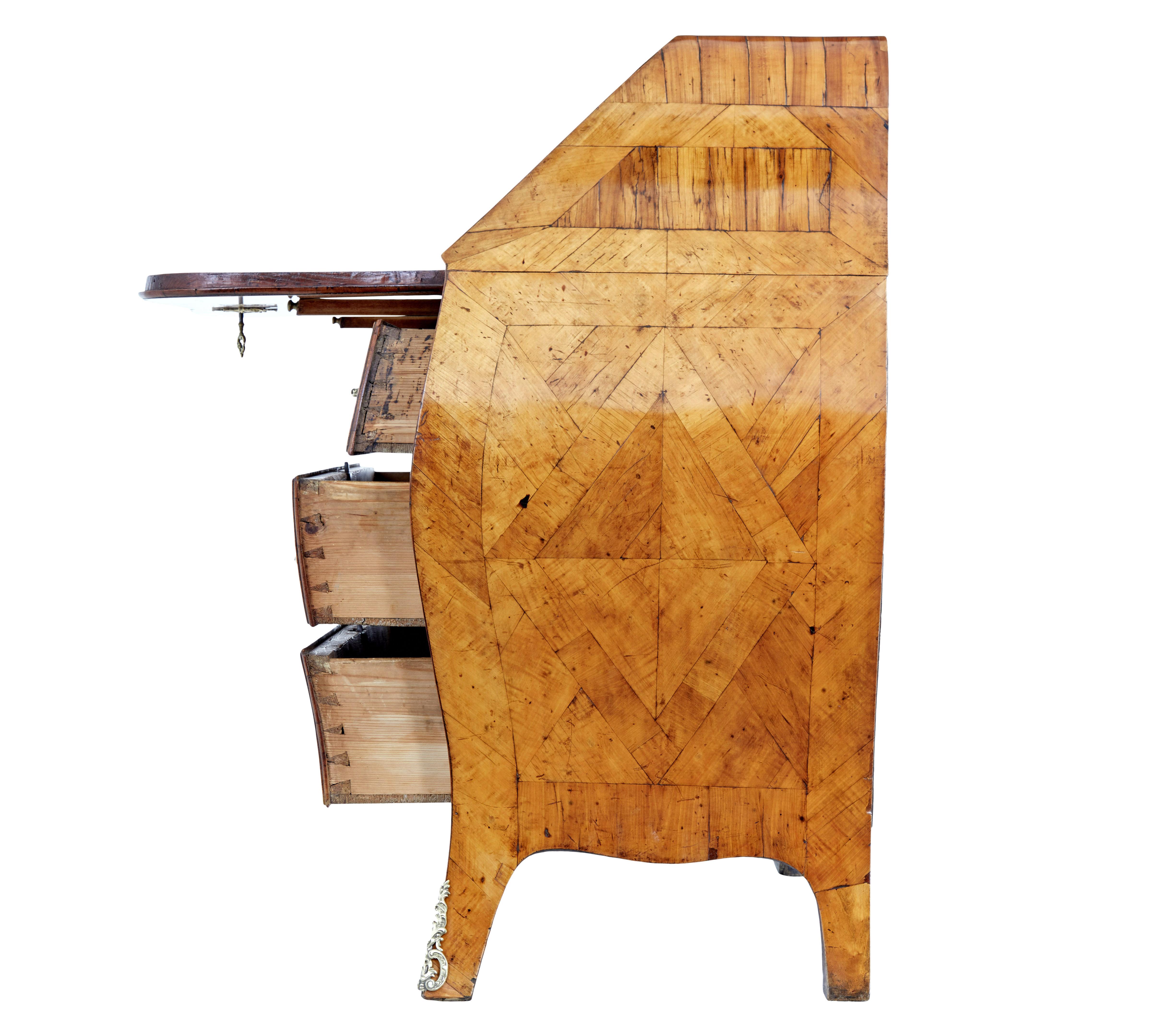 Hand-Carved Rococo 18th century yew and elm bureau desk