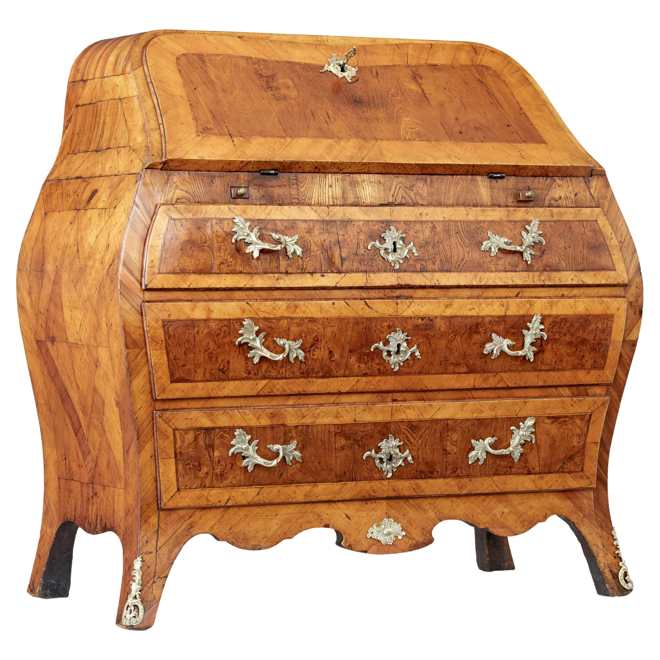 Rococo 18th Century Yew and Elm Bureau Desk For Sale