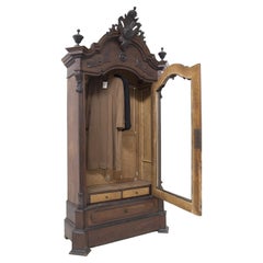 Rococò Antique Cabinet in Walnut Wood with Glass