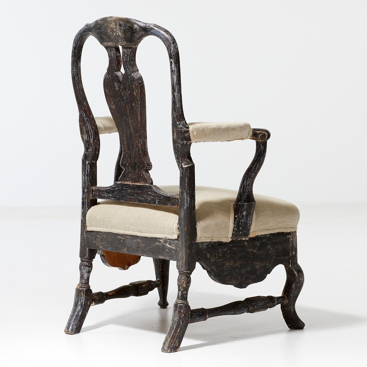 18th Century Rococo Armchair from Drottningholm Castle For Sale