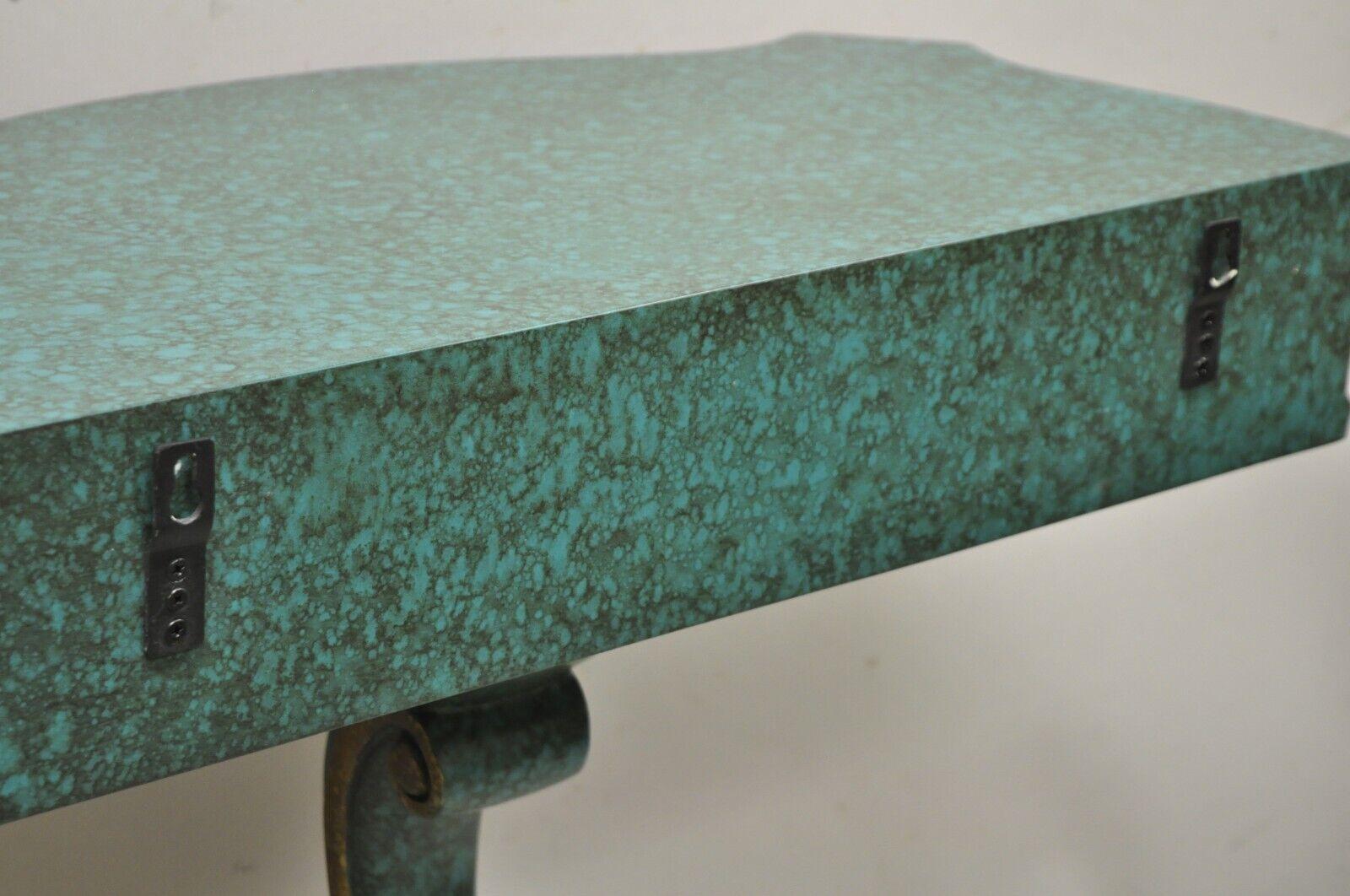Rococo Baroque Style Green Blue Gold Small Pedestal Base Console Side Table For Sale 3