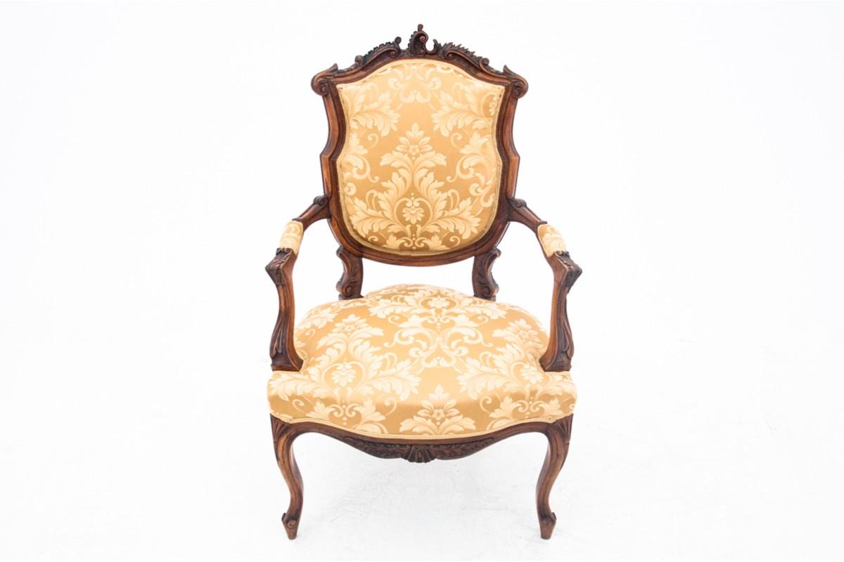 French Rococo Beige Armchair Set, France, circa 1880, After Renovation