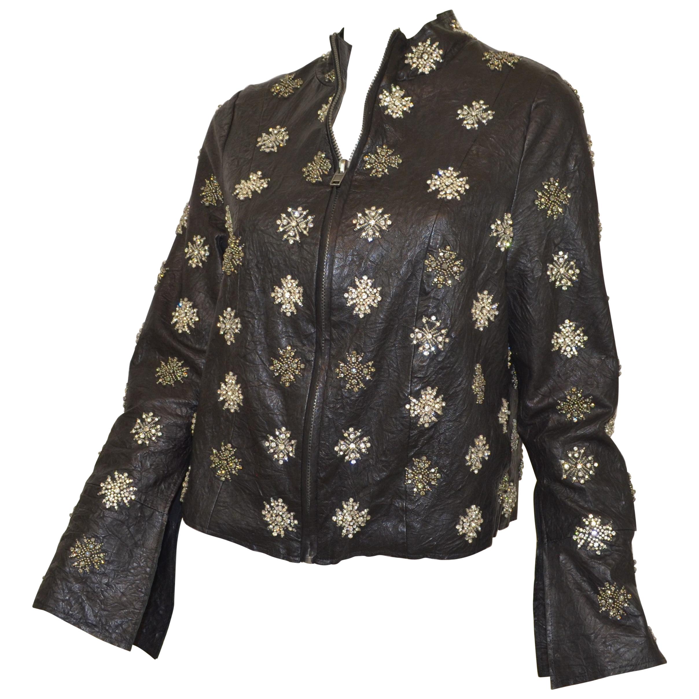 Rococo Black Embellished Leather Jacket