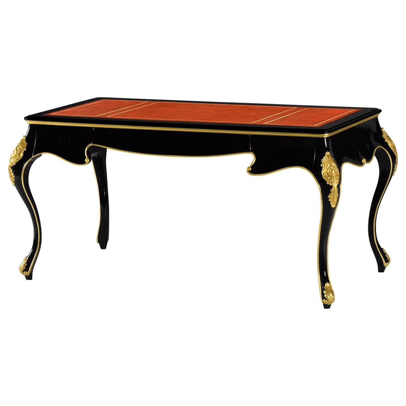 Rococo Black Lacquered Desk