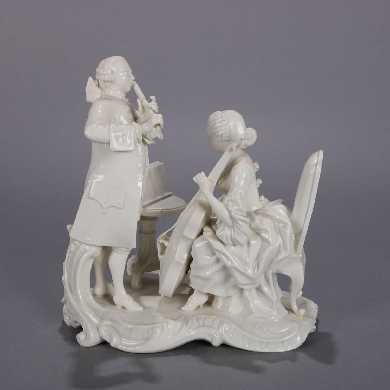 Victorian Rococo Blanc de Chine Porcelain Figural Grouping of Colonial Musicians For Sale