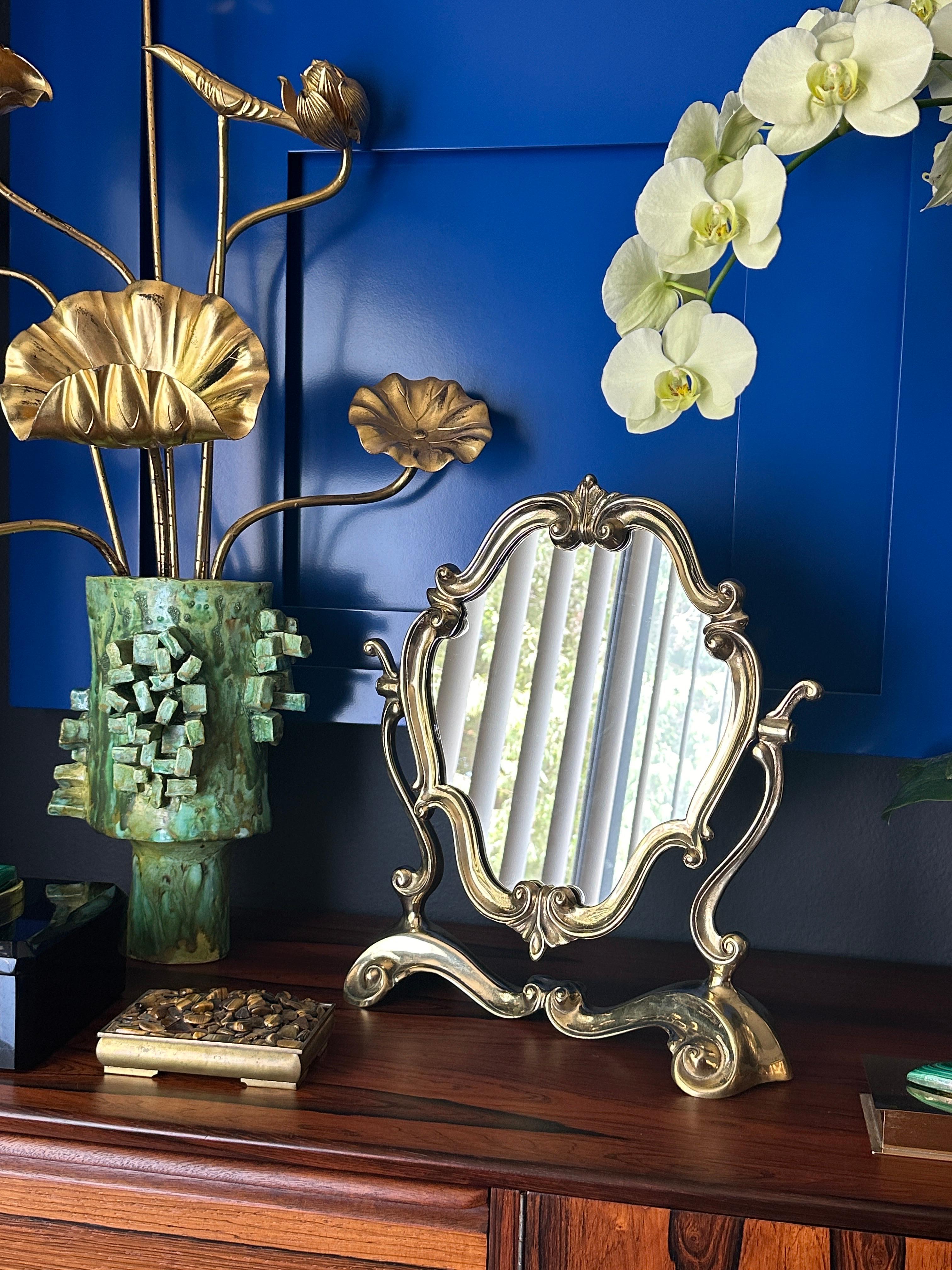 Rococo Brass Vanity Mirror For Sale 9