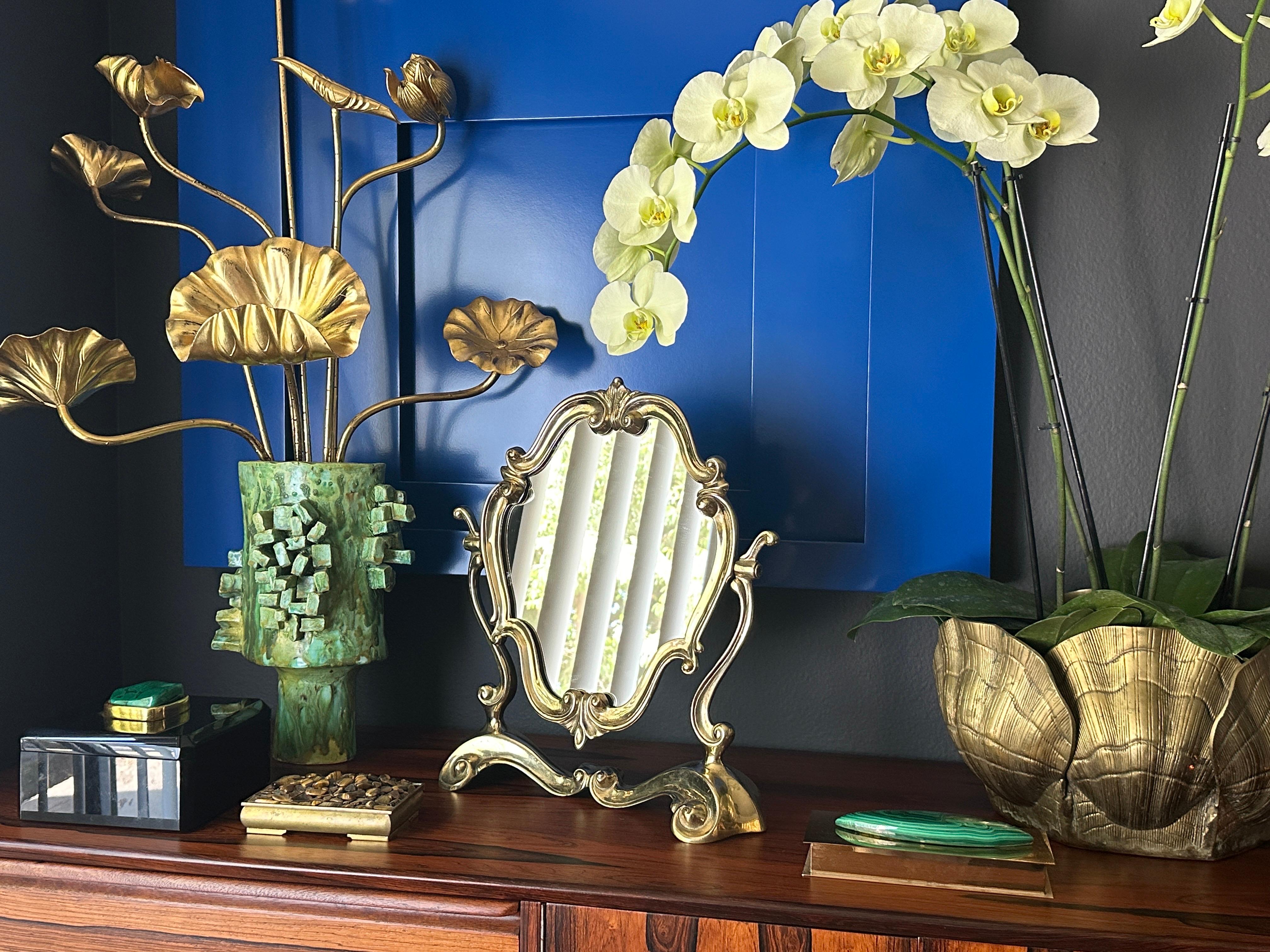 Rococo Brass Vanity Mirror For Sale 10