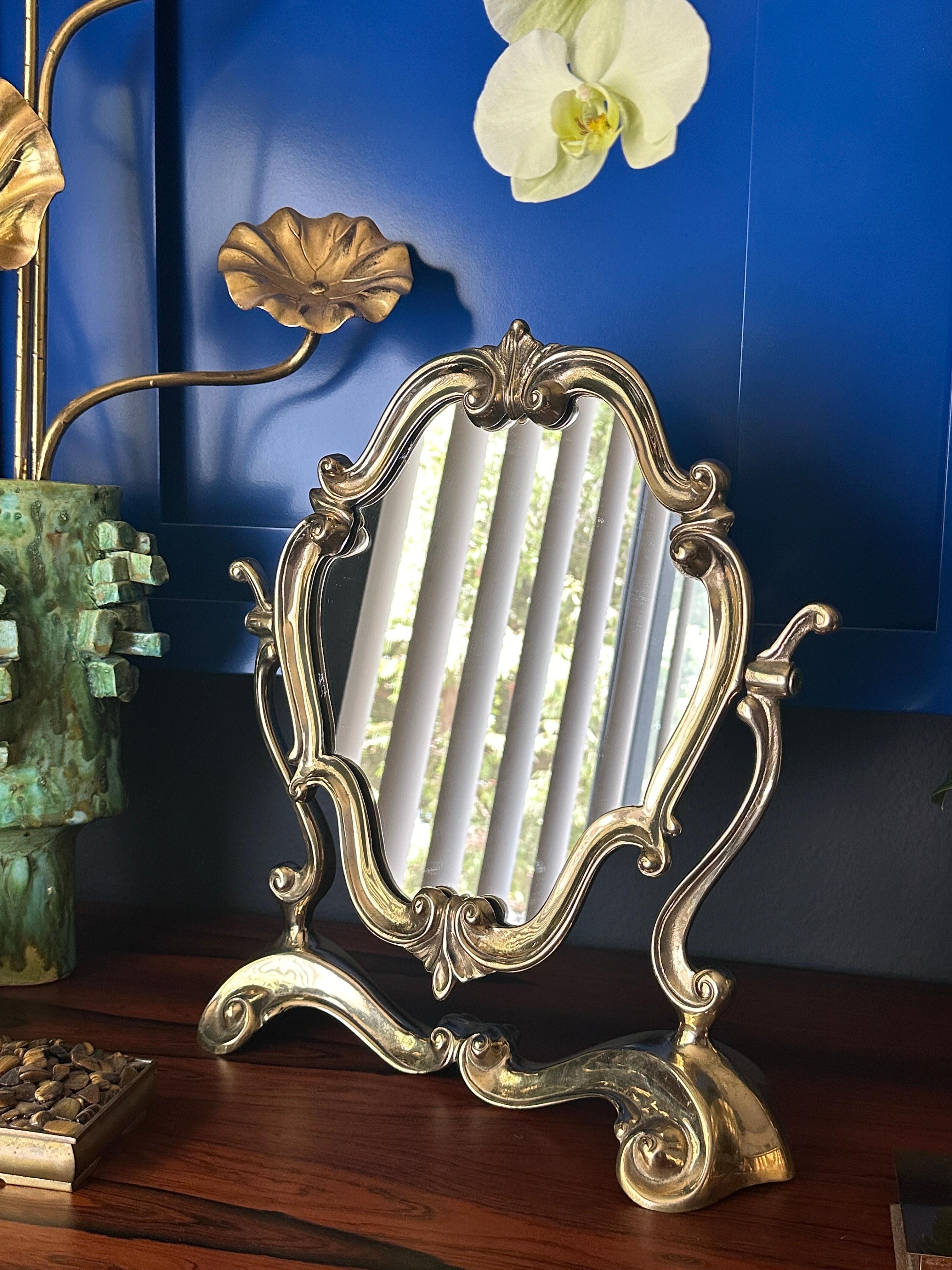 Rococo Brass Vanity Mirror For Sale 11
