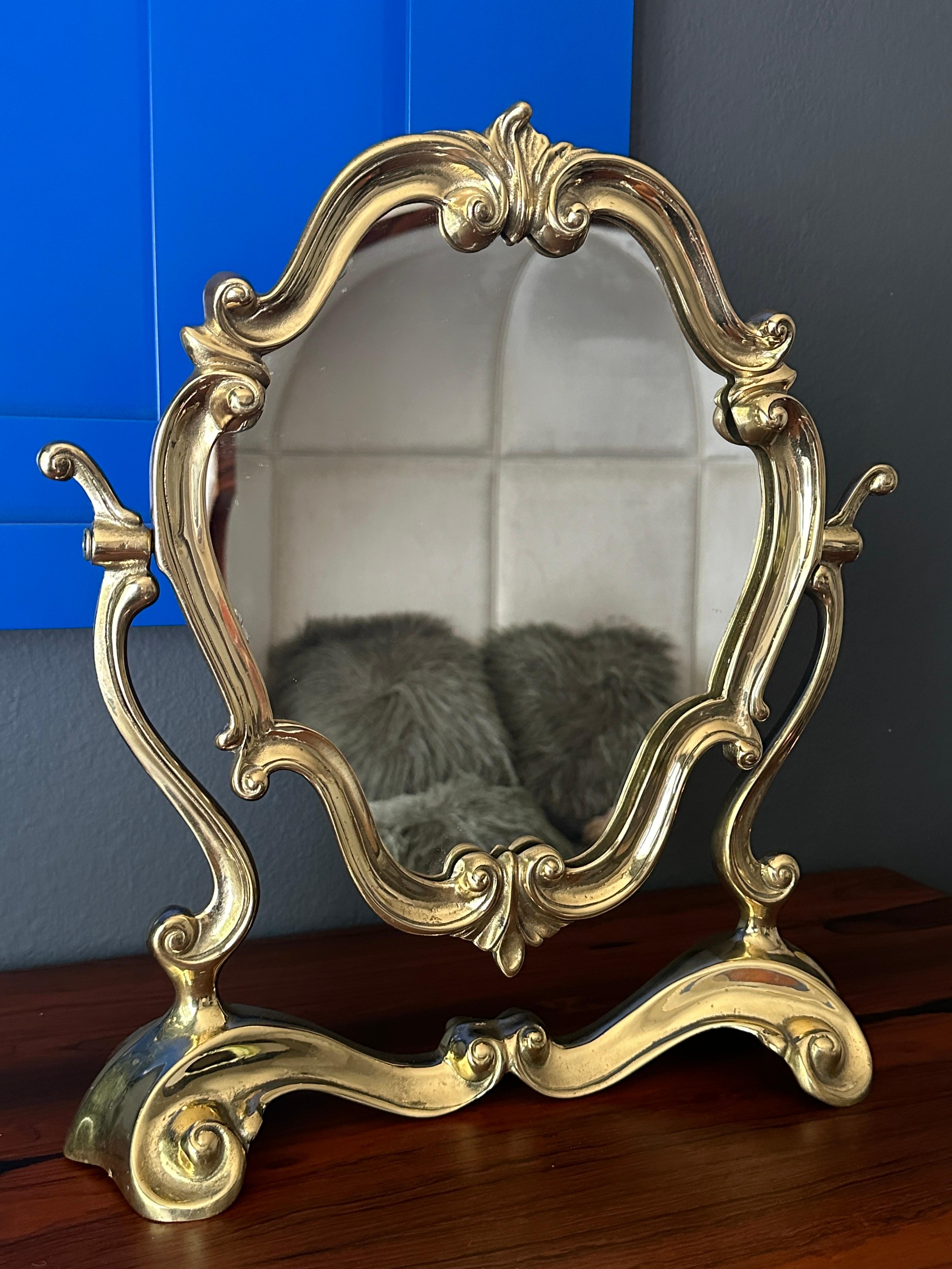 Rococo Revival Rococo Brass Vanity Mirror For Sale