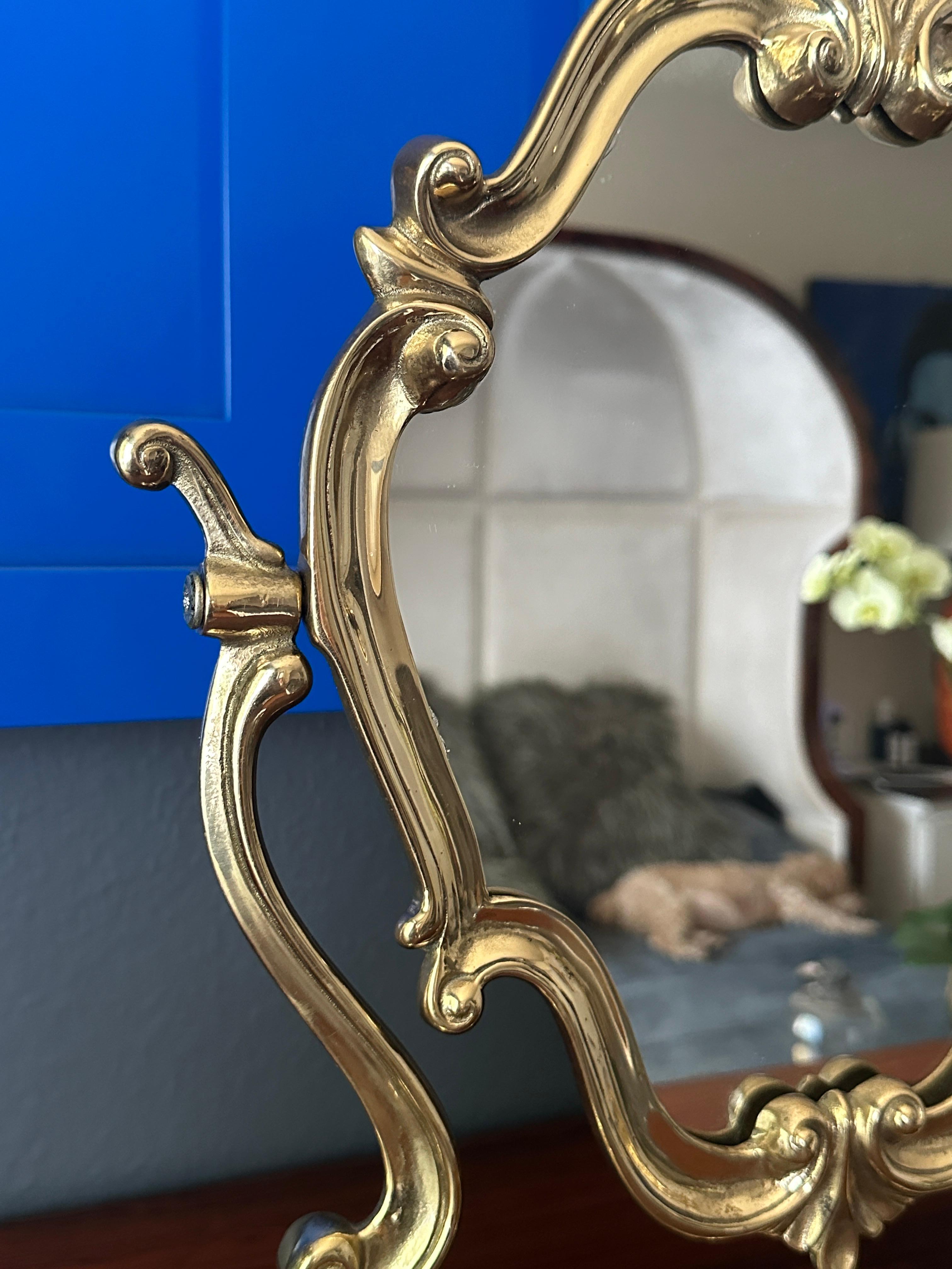 Italian Rococo Brass Vanity Mirror For Sale