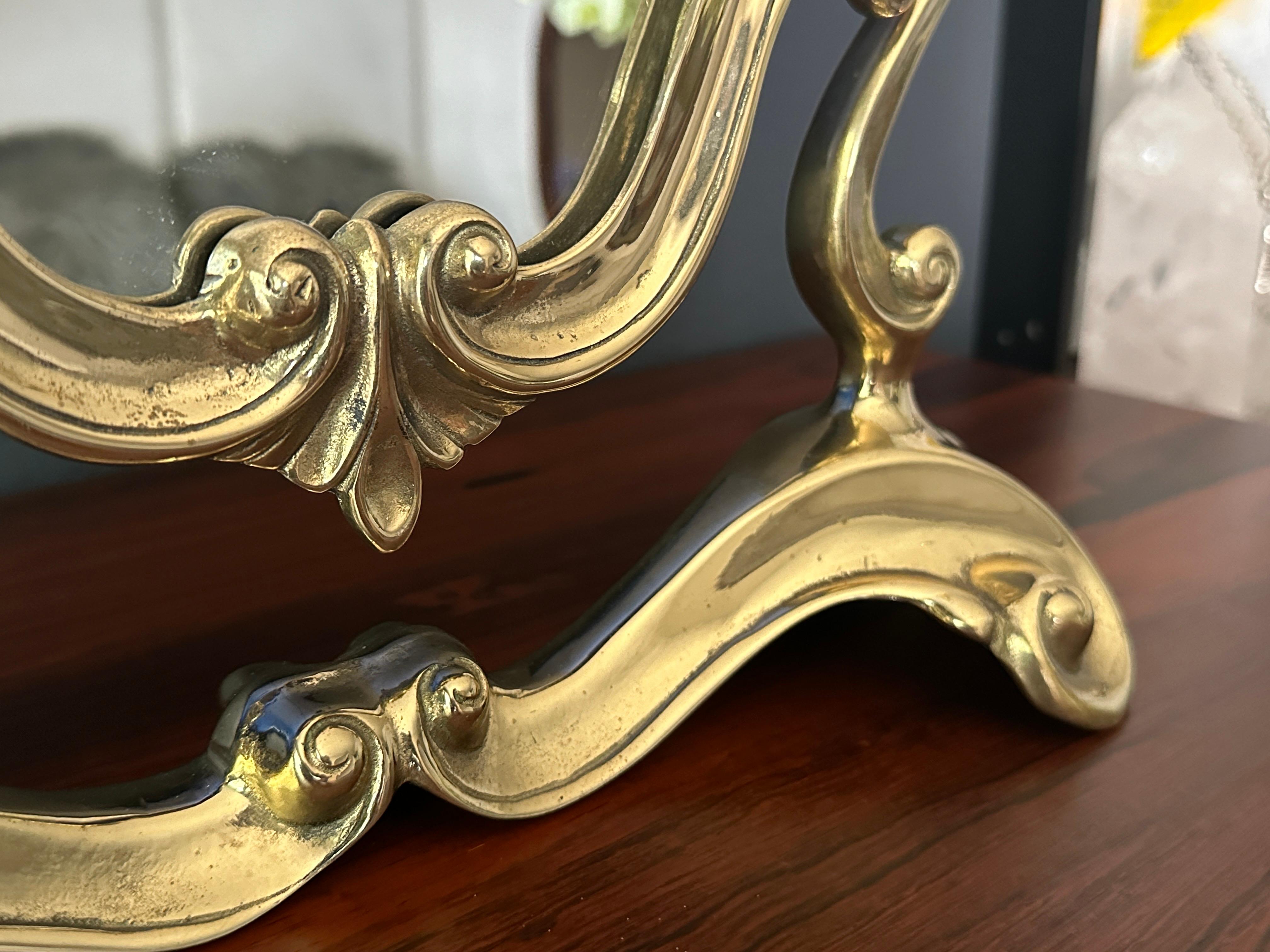 Rococo Brass Vanity Mirror For Sale 1