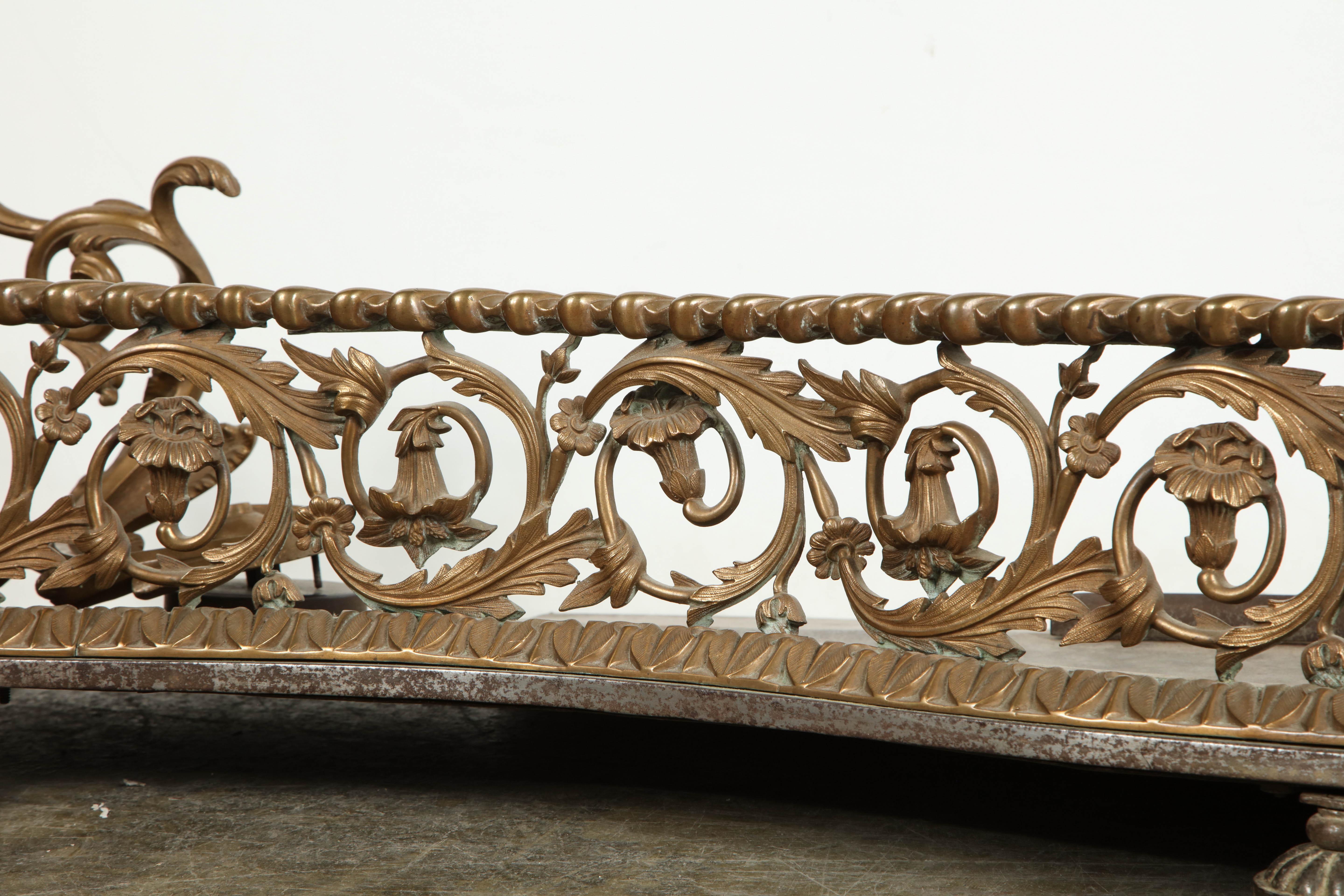 Early 19th Century Rococo Bronze Fireplace Fender