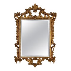 Rococo Carved Giltwood Wall / Console Mirror, Distressed Mirror Rococo Carved Giltwood Wall / Console Mirror, Distressed Mirror