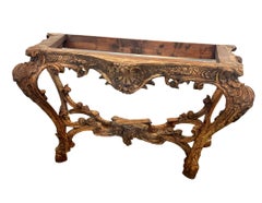 Rococo Carved Wood Console Table Base, 19th Century