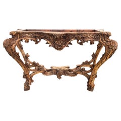 Rococo Carved Wood Console Table Base, 19th Century