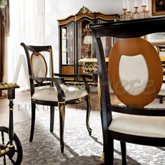 Rococo Chair with Armrests in Black and Gold Finish by Modenese Gastone