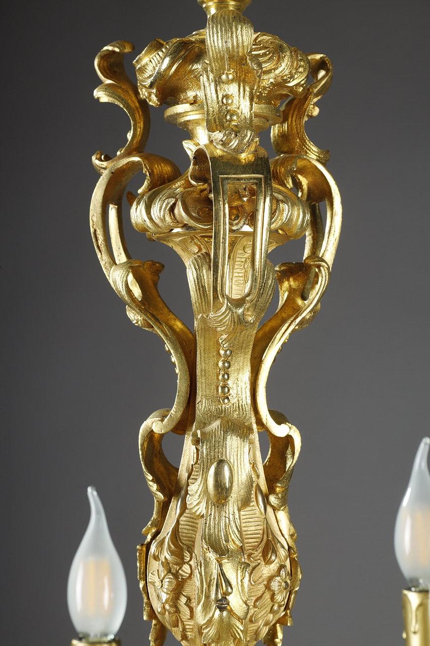 Rococo Chandelier in Chased and Gilded Bronze with 18 Lights, Louis XV Style 12