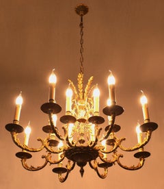 Rococo chandelier made of polished brass 16 bulbs