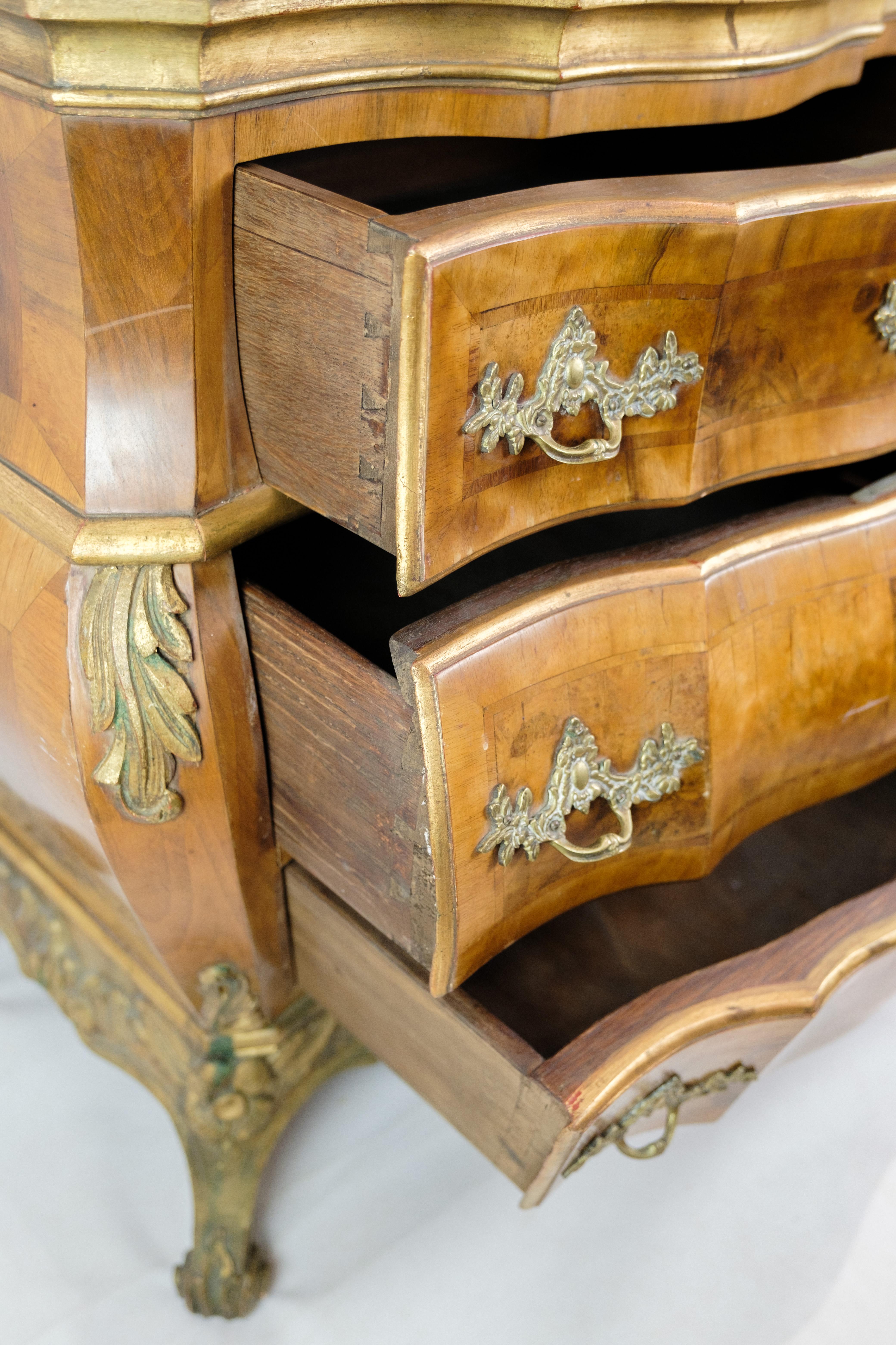 Rococo chest of drawers In Walnut, Danish Design from 1880s For Sale 7