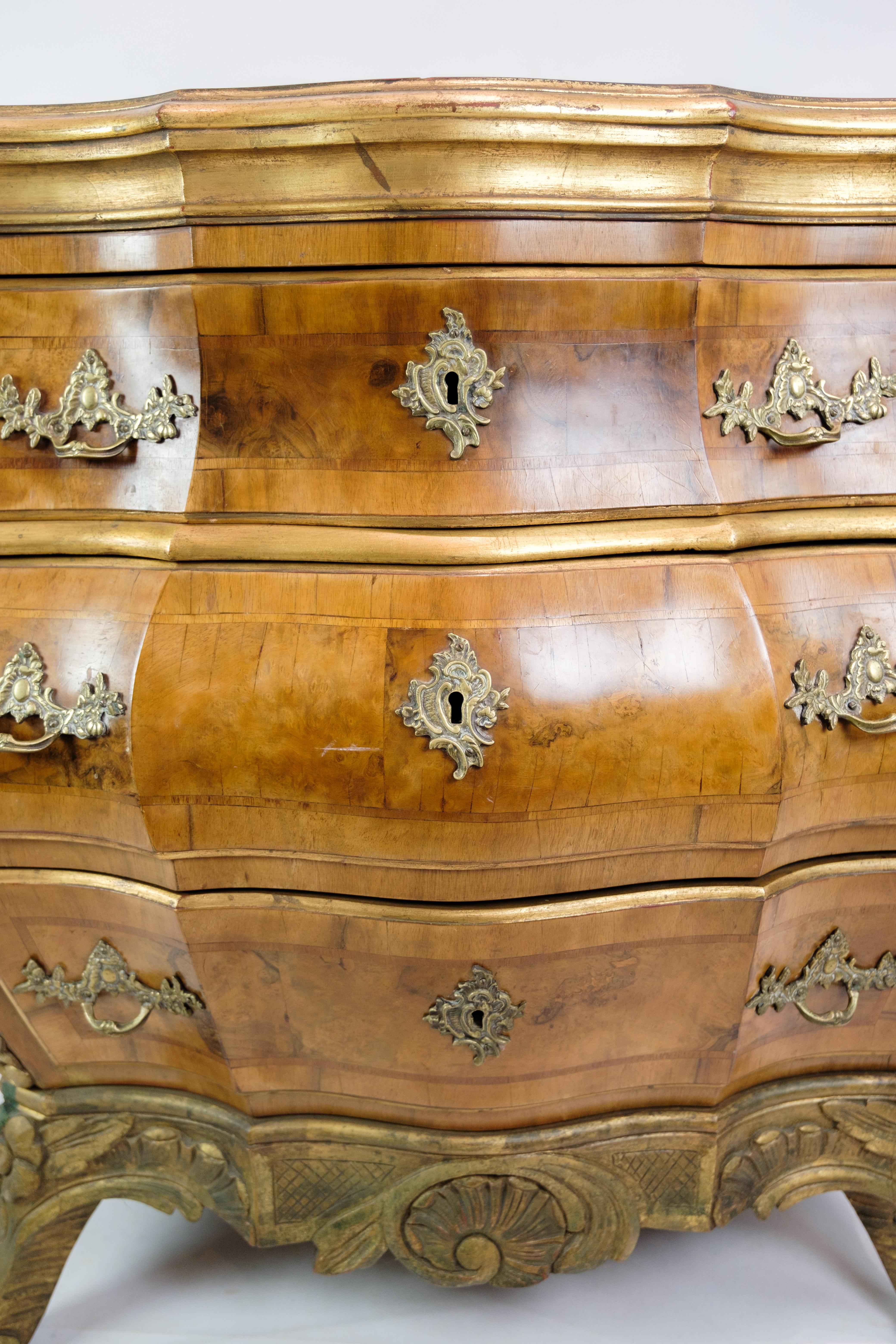 Rococo chest of drawers In Walnut, Danish Design from 1880s For Sale 8