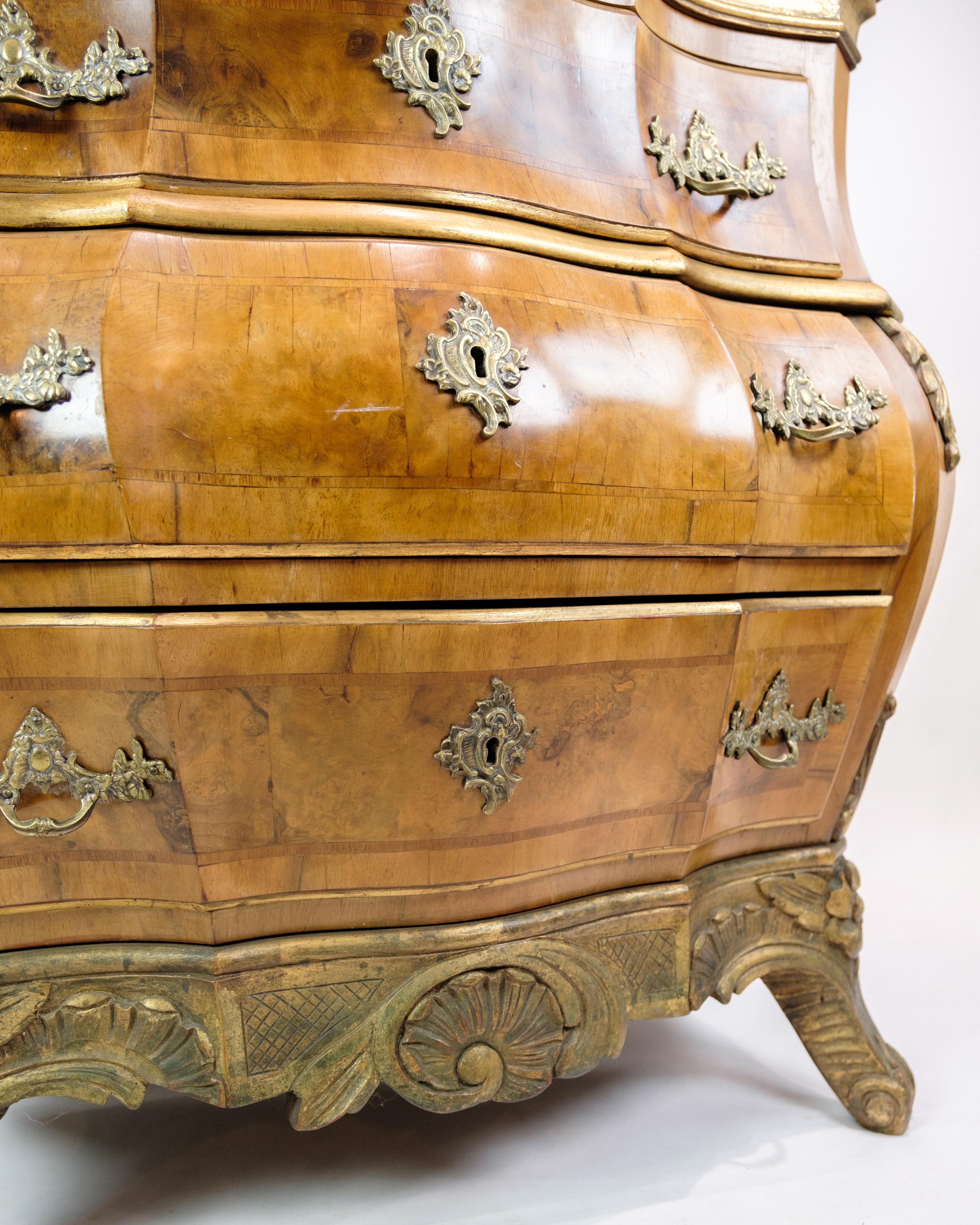 Rococo chest of drawers In Walnut, Danish Design from 1880s For Sale 5
