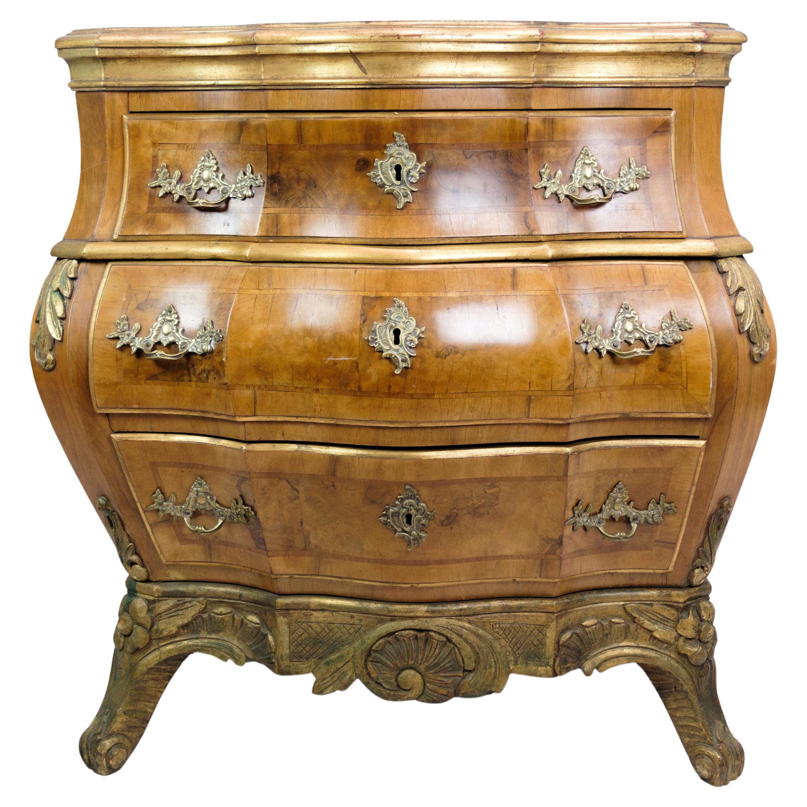 Rococo chest of drawers In Walnut, Danish Design from 1880s For Sale
