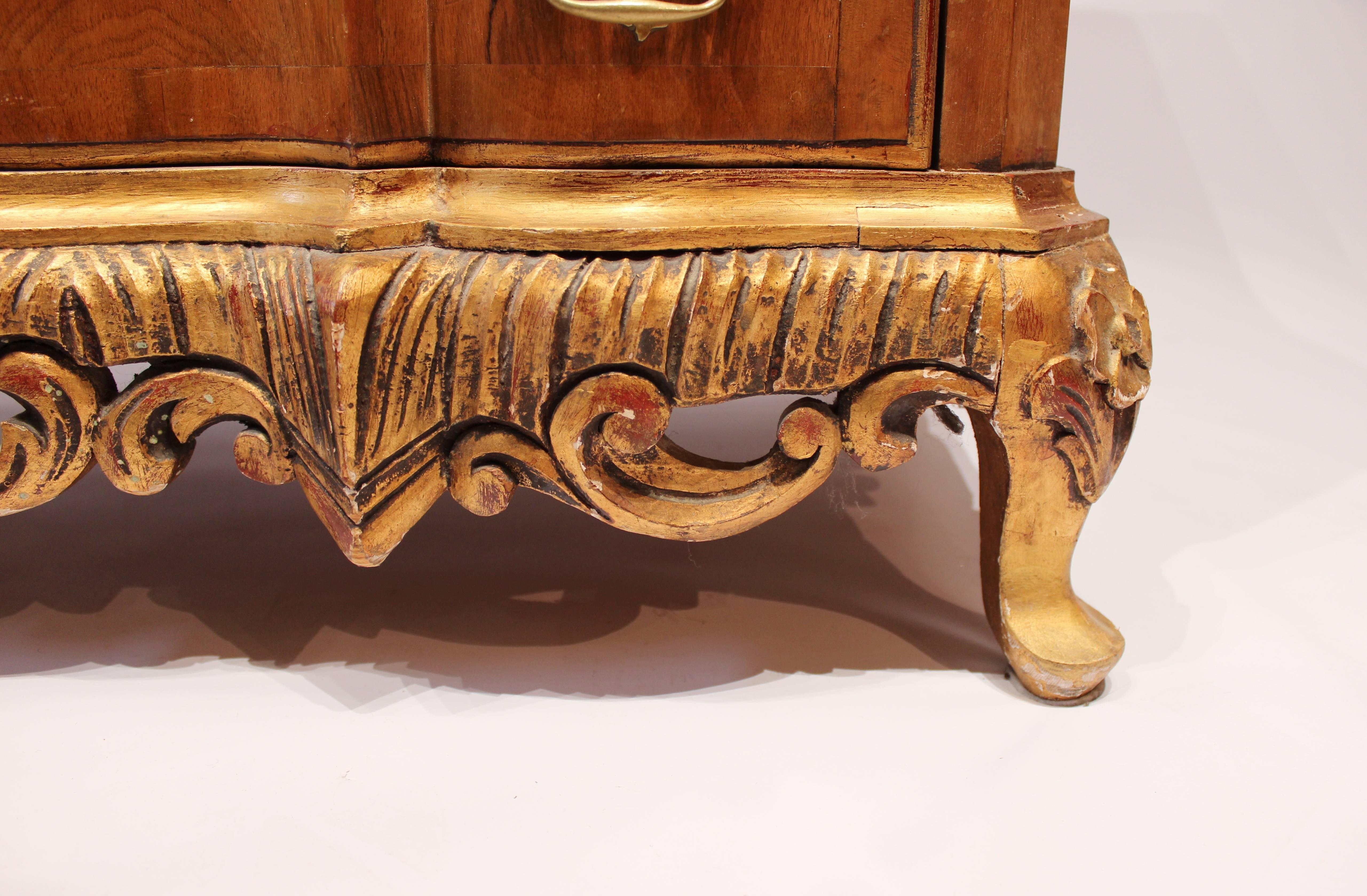 Rococo Chest of Drawers in Walnut Decorated with Gold Leaf from Denmark, 1880s 4