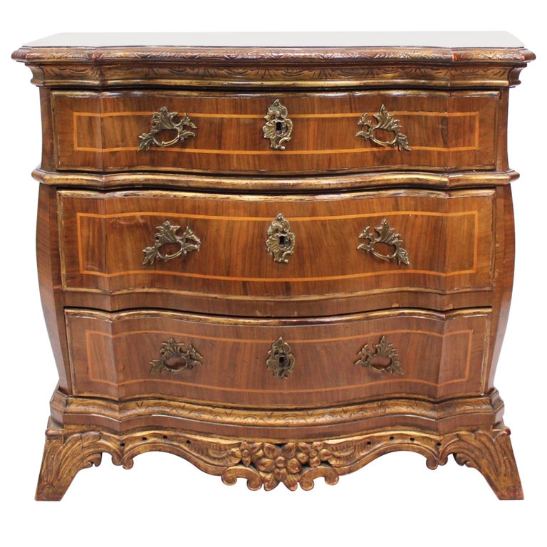 Rococo Chest of Drawers in Walnut from Denmark and circa 1880 at 1stDibs